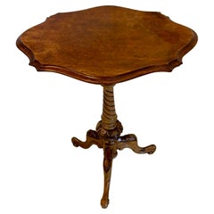 Antique Victorian Quality Burr Walnut Lamp Table