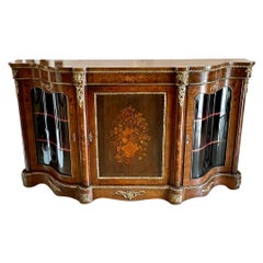 Credenza/scrivania intarsiata in radica di noce di qualità antica vittoriana