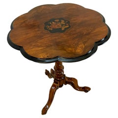 Antique Victorian Quality Burr Walnut Marquetry Inlaid Lamp Table