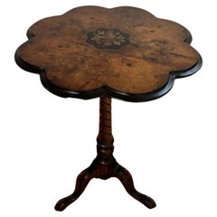 Antique Victorian quality burr walnut marquetry inlaid lamp table 