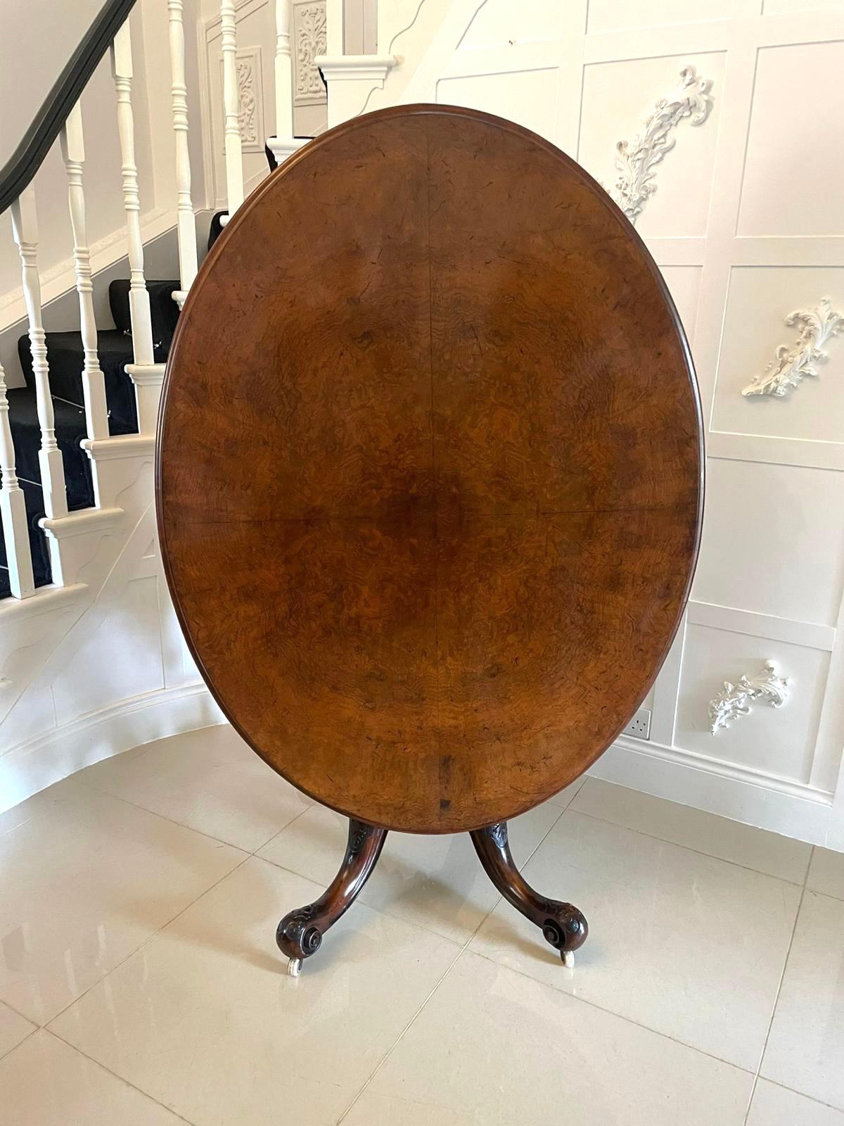Antique Victorian Quality Burr Walnut Oval Centre/Dining Table 9