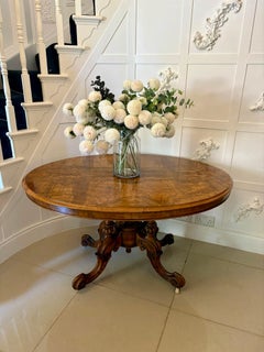Antique Victorian Quality Burr Walnut Oval Centre/Dining Table