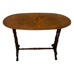 Antique Victorian Quality Burr Walnut Oval Centre/Lamp Table