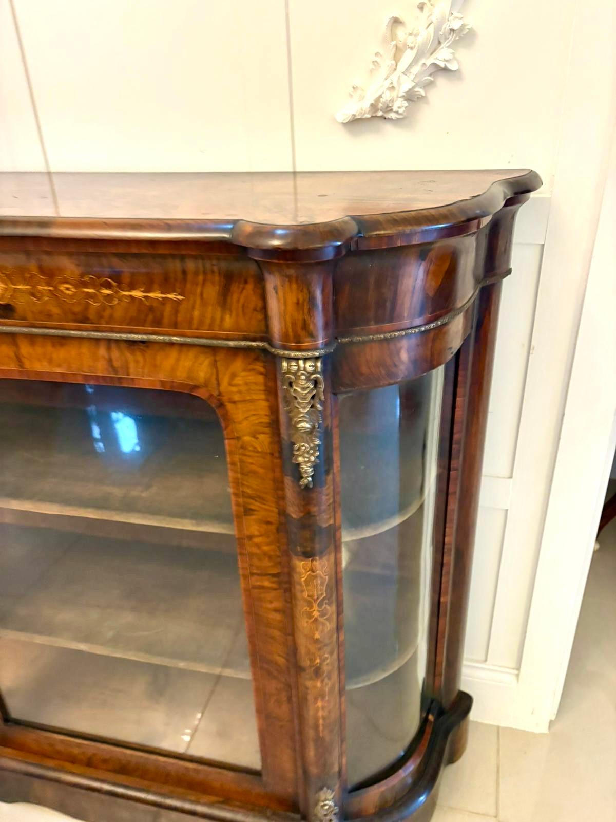 Antique Victorian Quality Burr Walnut Satinwood Inlaid Credenza/Side Cabinet For Sale 1
