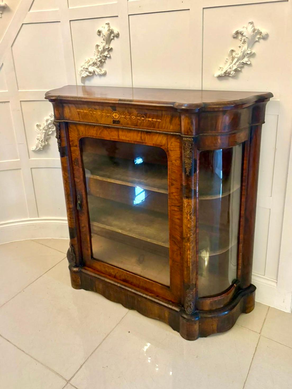 Antique Victorian Quality Burr Walnut Satinwood Inlaid Credenza/Side Cabinet For Sale 2