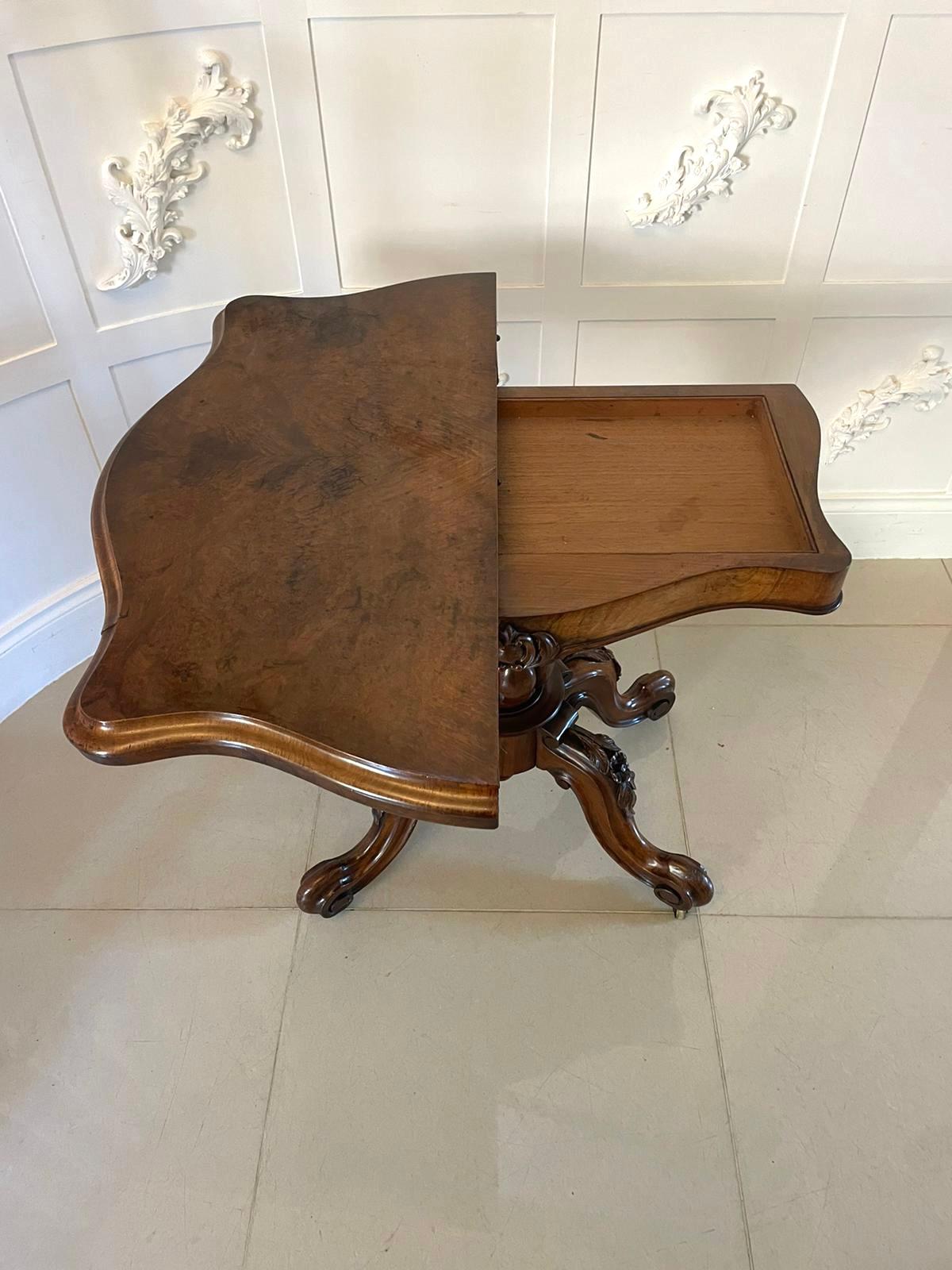 Antique Victorian Quality Burr Walnut Serpentine Shaped Card/Console Table For Sale 1