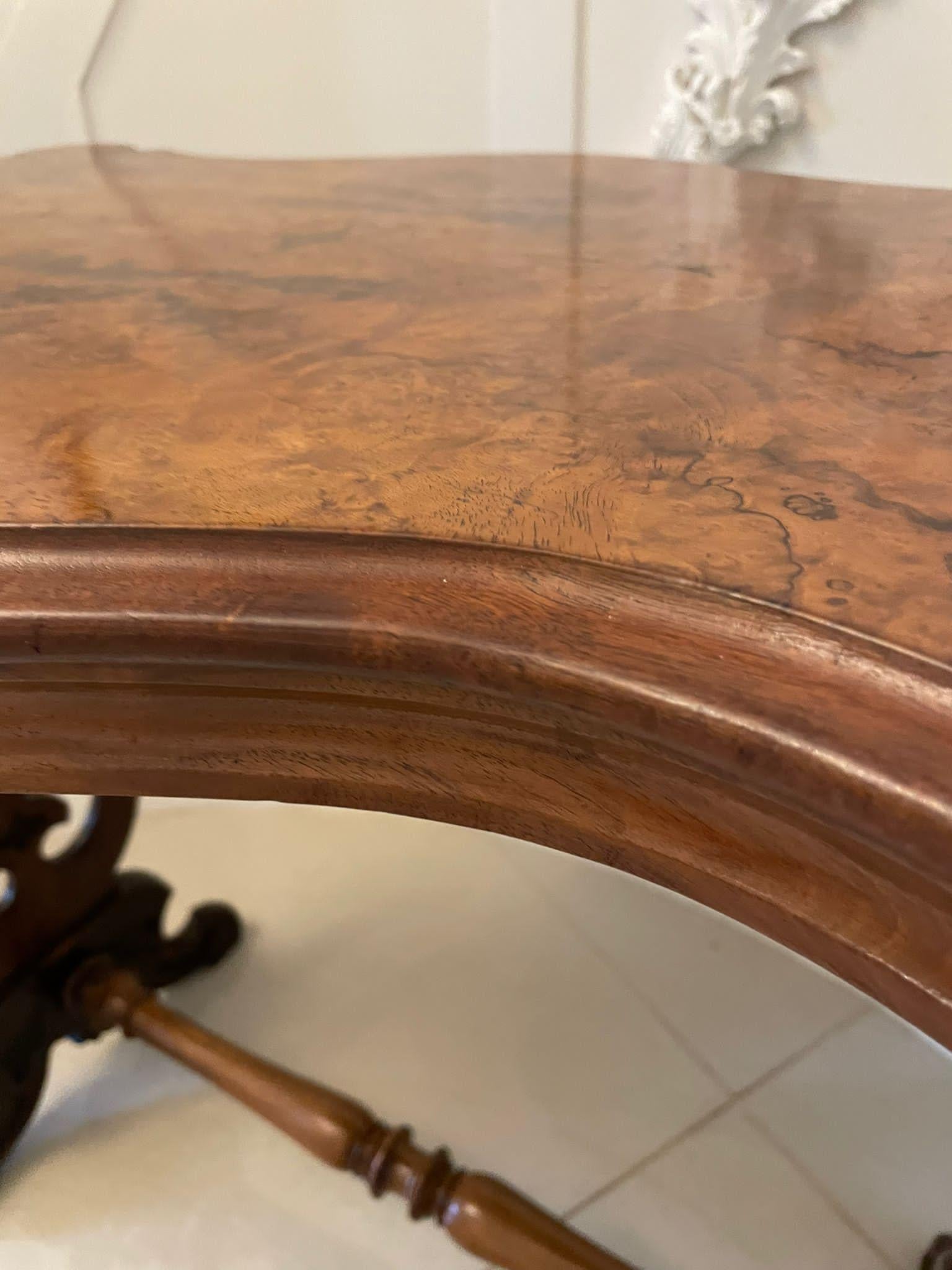 Antique Victorian Quality Burr Walnut Shaped Centre Table For Sale 4