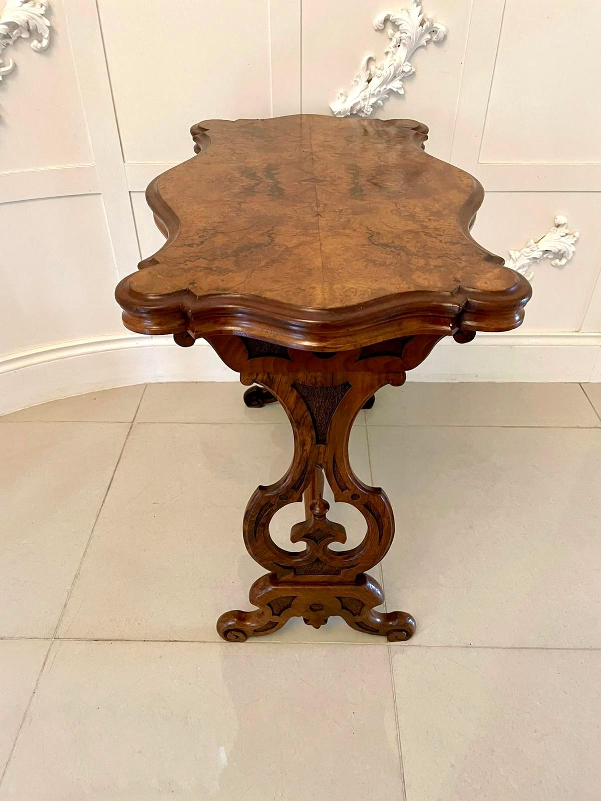 Antique Victorian Quality Burr Walnut Shaped Centre Table In Good Condition For Sale In Suffolk, GB
