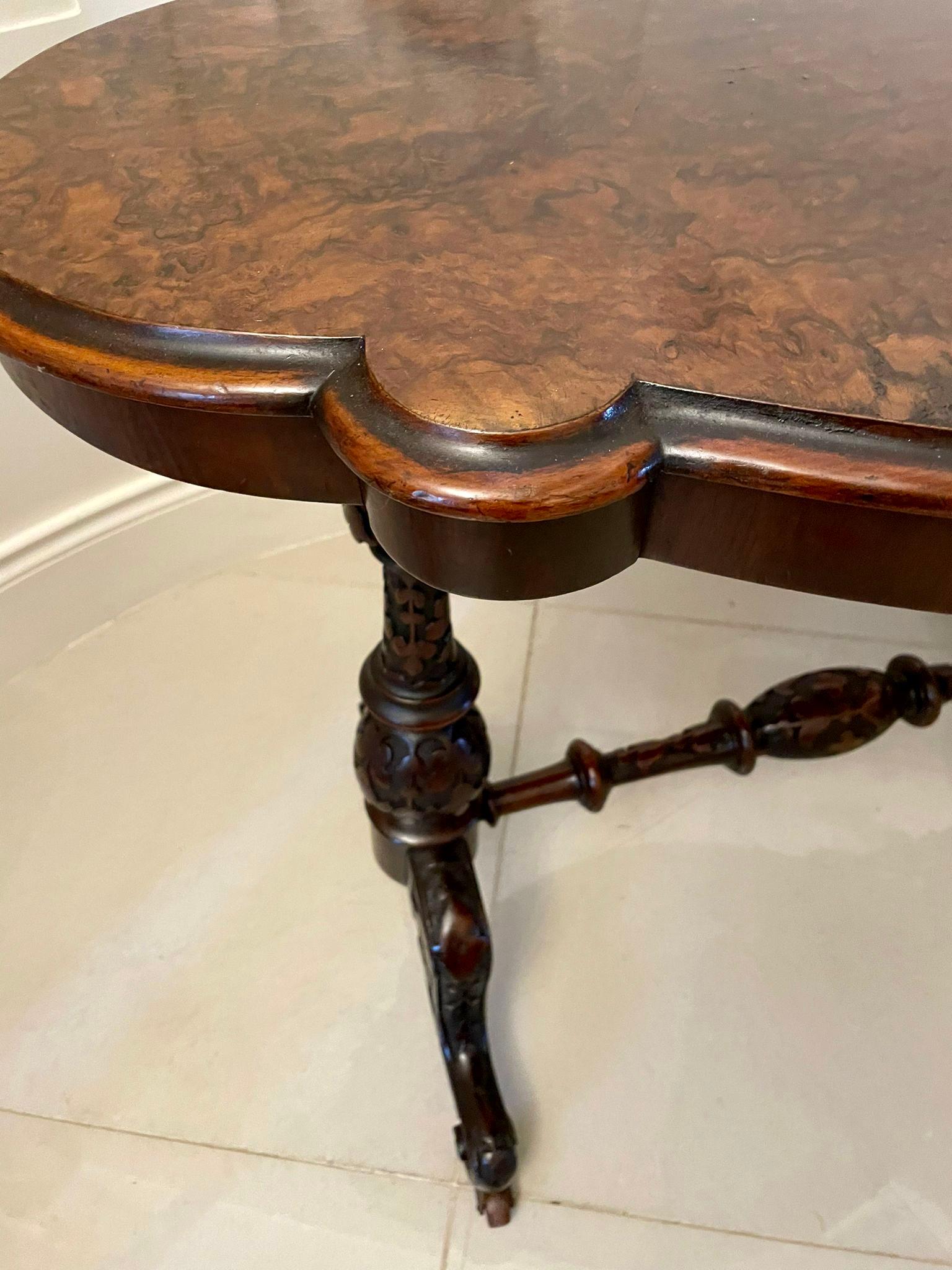 Antique Victorian Quality Burr Walnut Shaped Centre Table For Sale 1