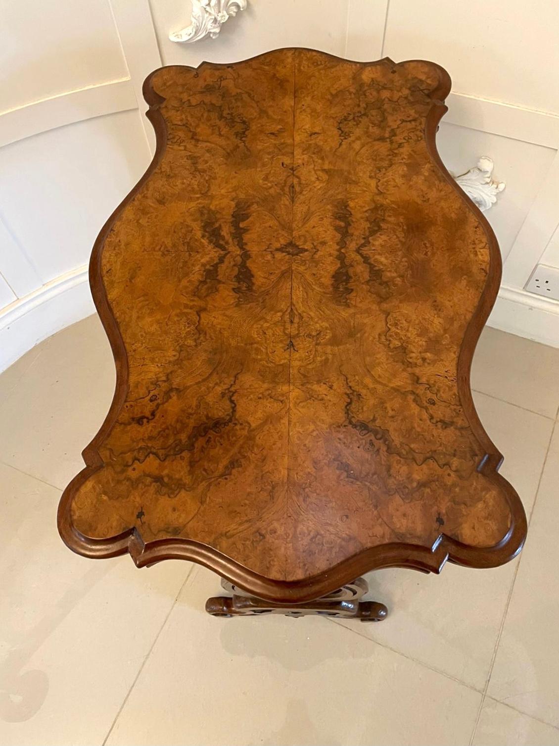 Antique Victorian Quality Burr Walnut Shaped Centre Table For Sale 1