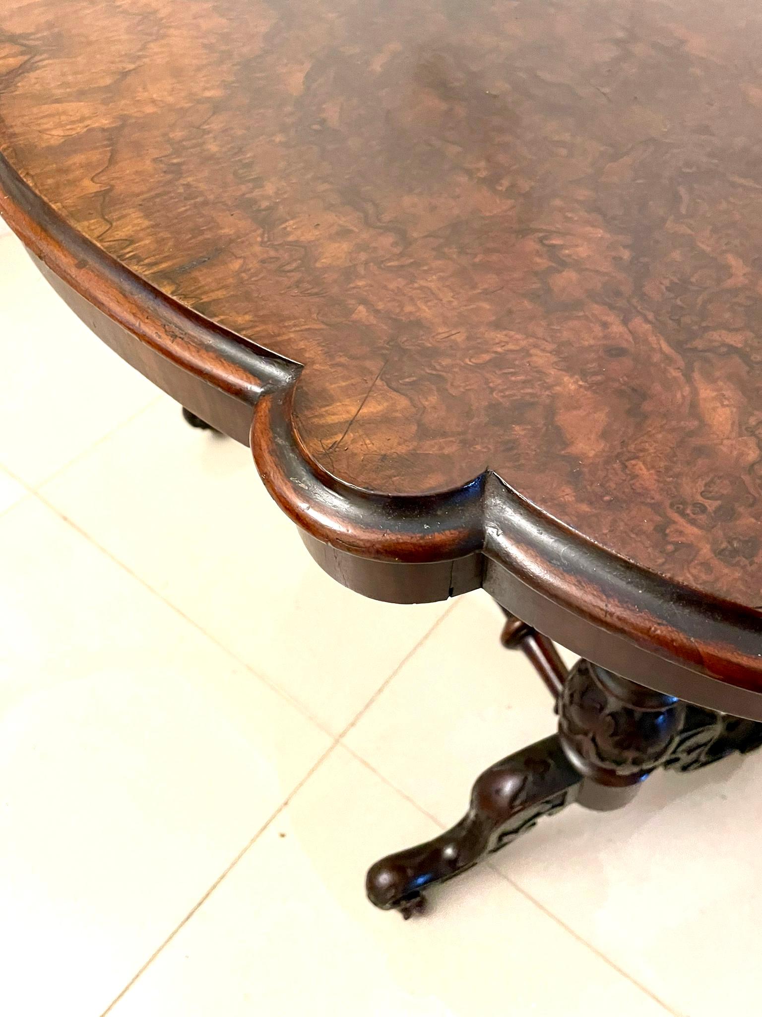 Antique Victorian Quality Burr Walnut Shaped Centre Table For Sale 2