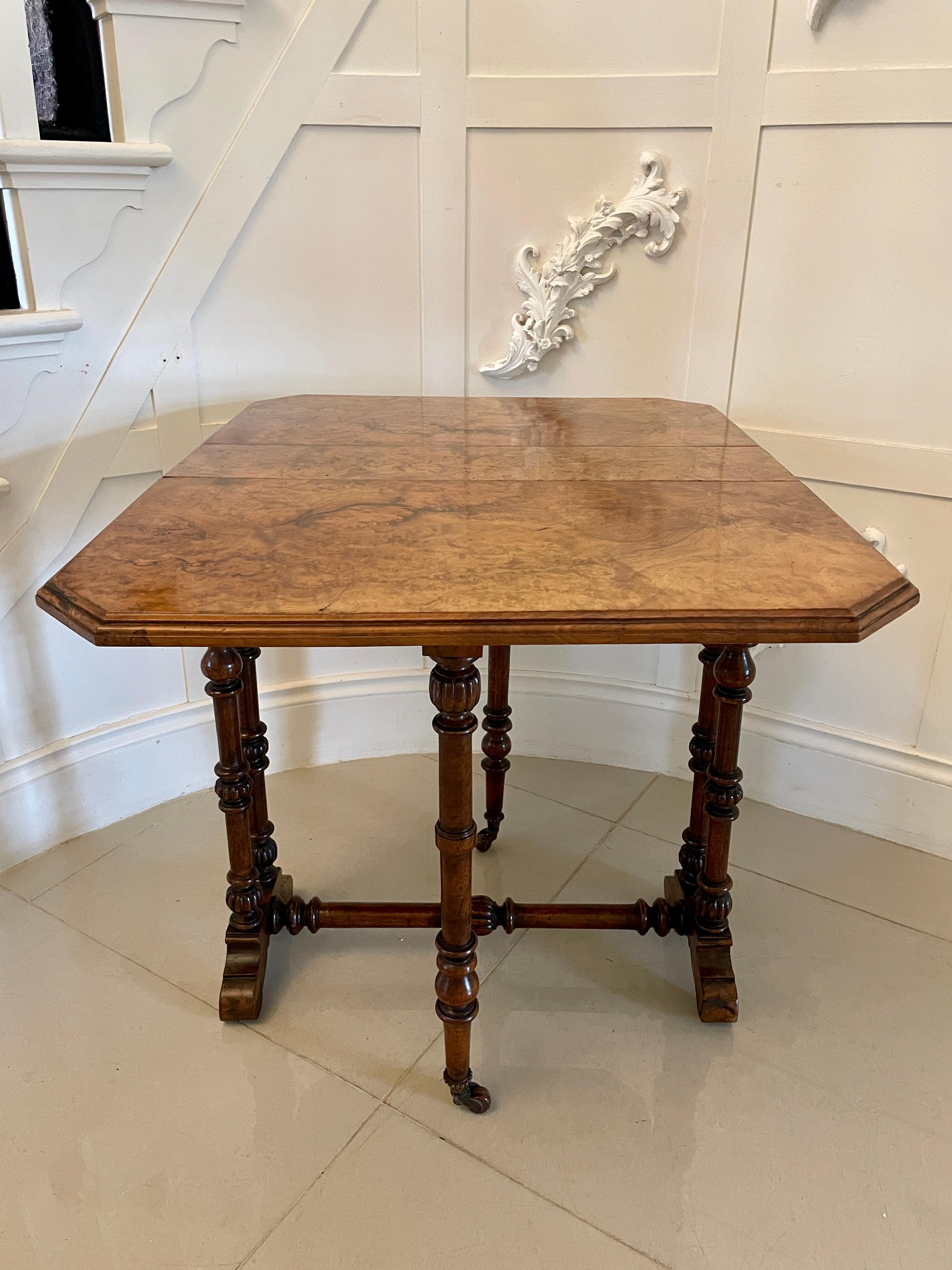 Antique Victorian Quality Burr Walnut Small Sutherland Table 6