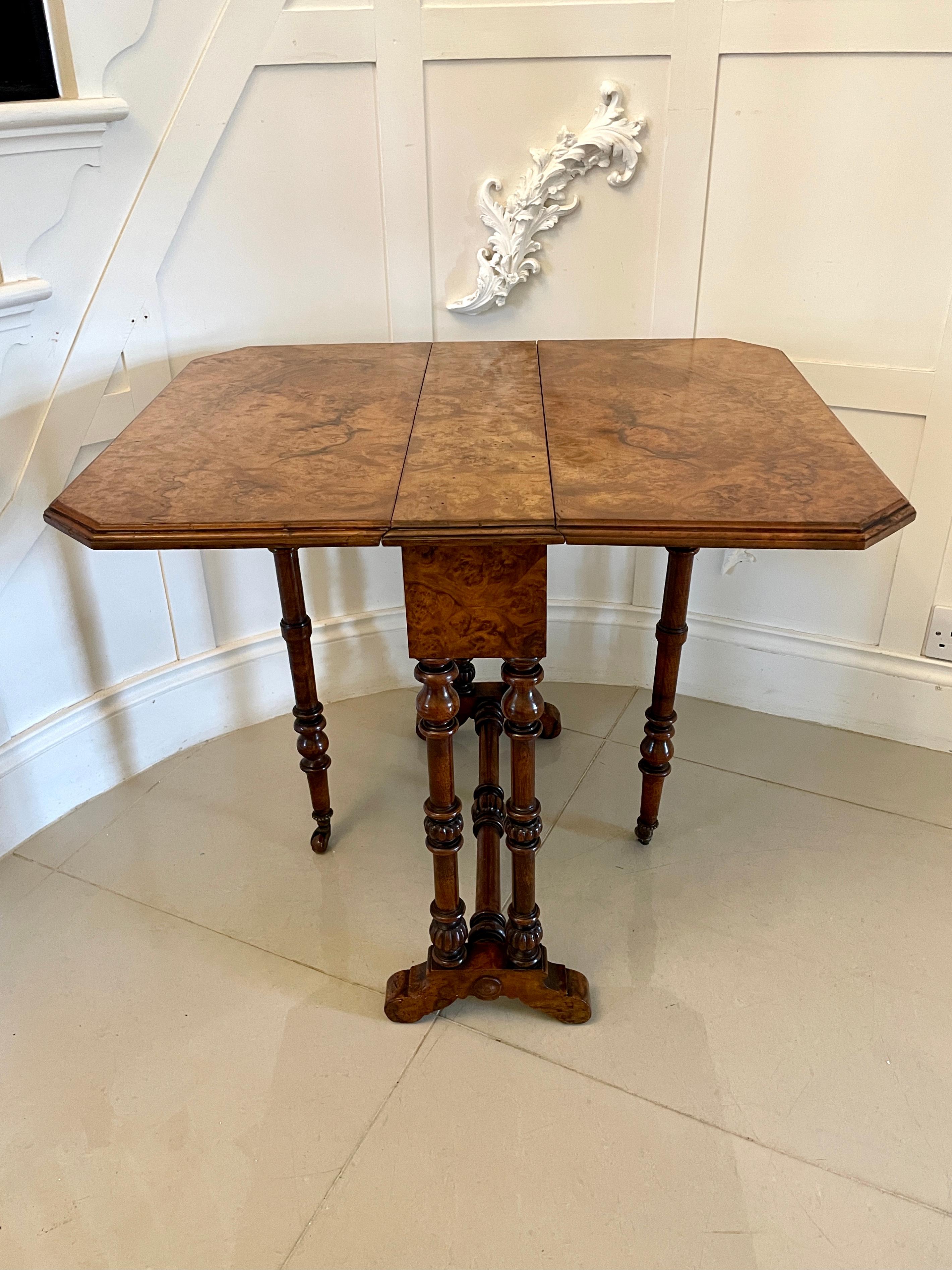 Antique Victorian Quality Burr Walnut Small Sutherland Table 7