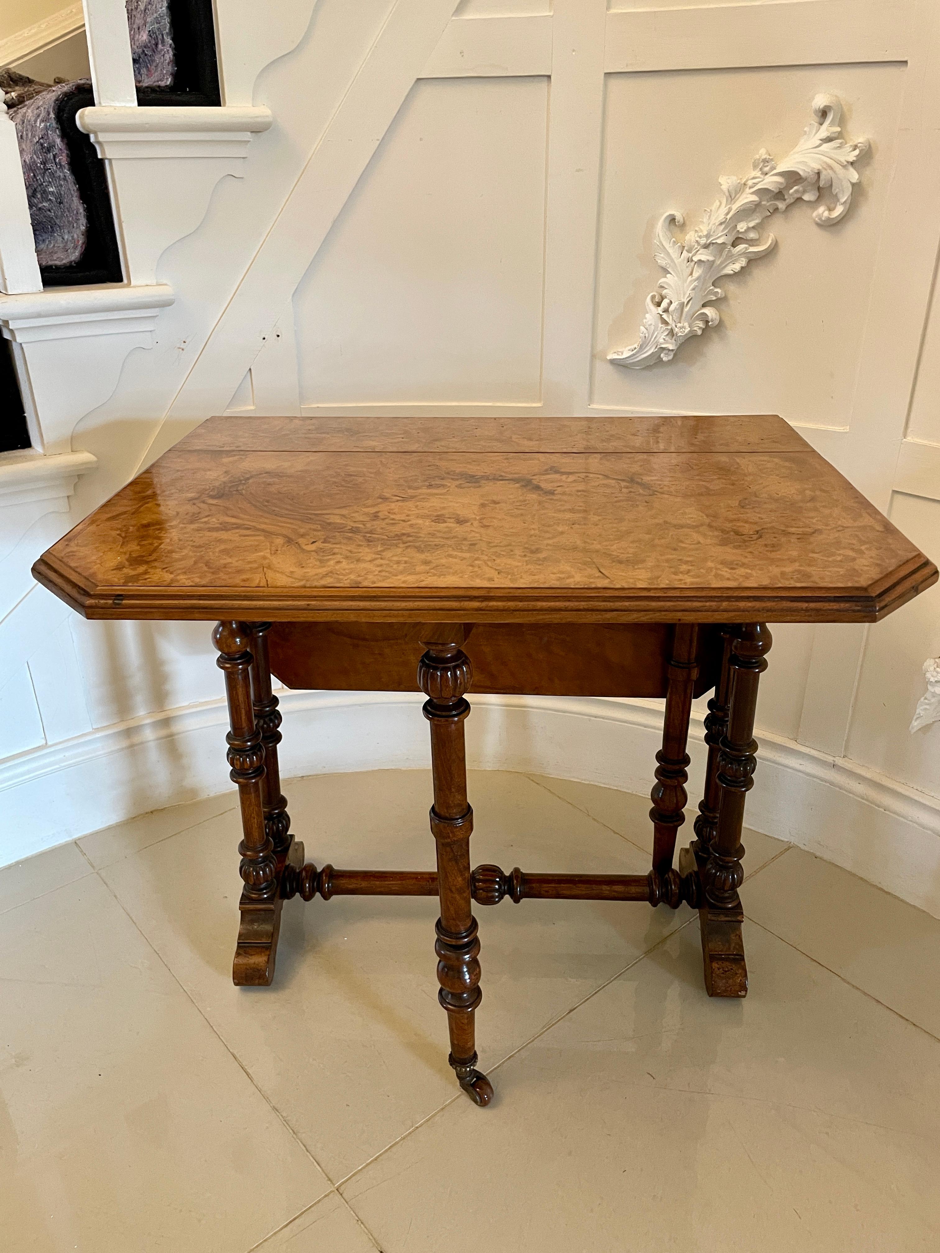 Antique Victorian Quality Burr Walnut Small Sutherland Table 9