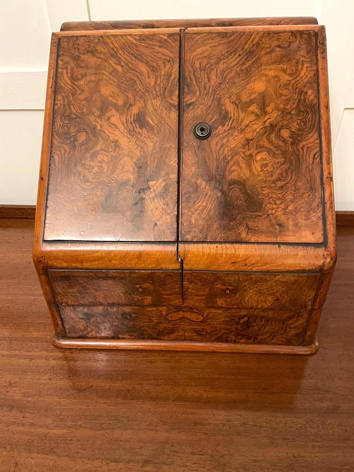 ​​Antique Victorian Quality Burr Walnut Stationery Box 3