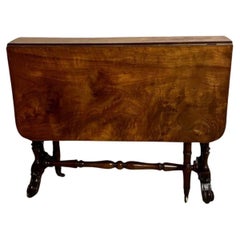 Antico tavolo Sutherland in radica di noce di qualità vittoriana 