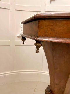 Antique Victorian Quality Burr Walnut Trumpet Work/Lamp Table