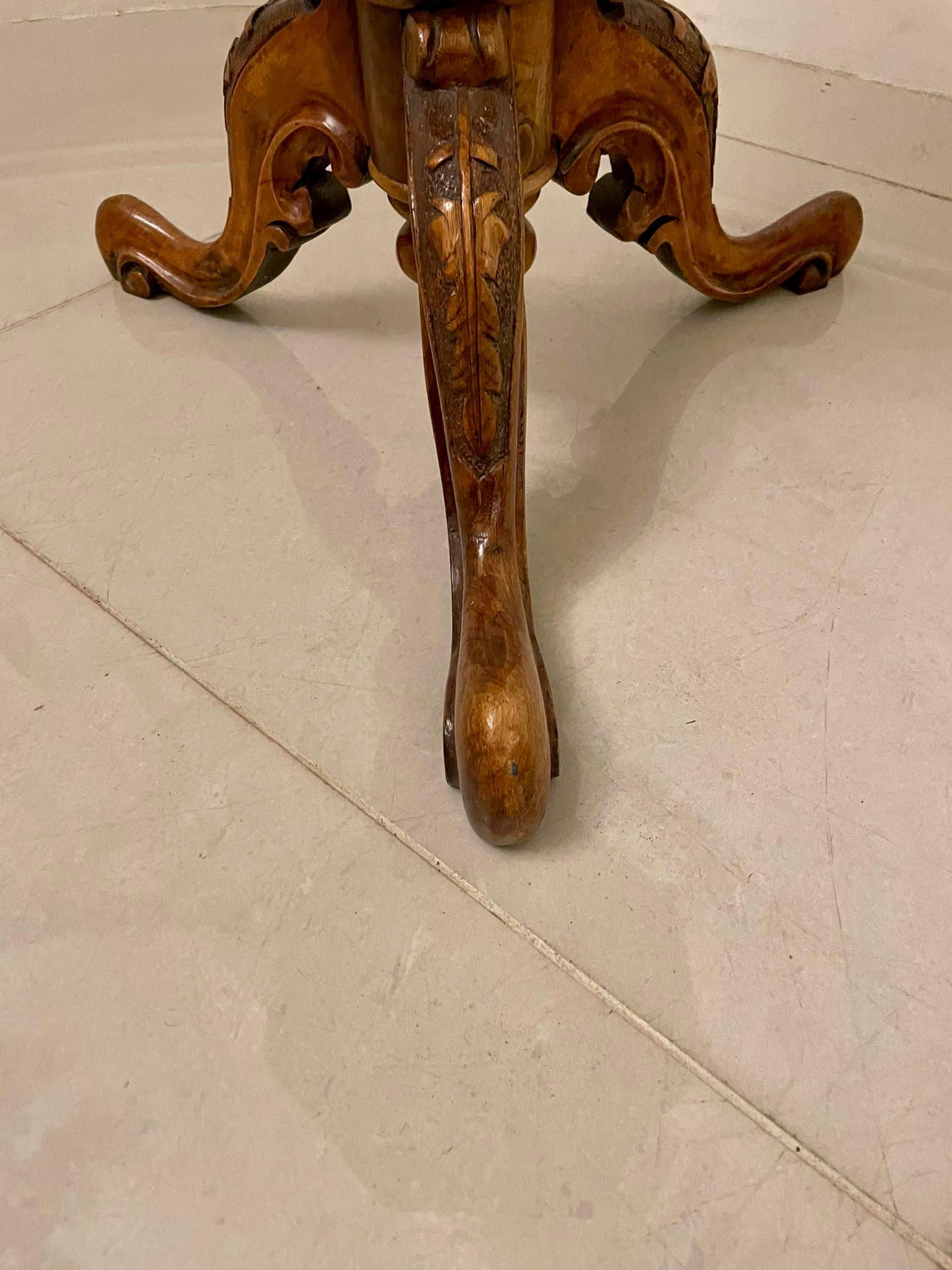 19th Century Antique Victorian Quality Burr Walnut Trumpet Work Table For Sale