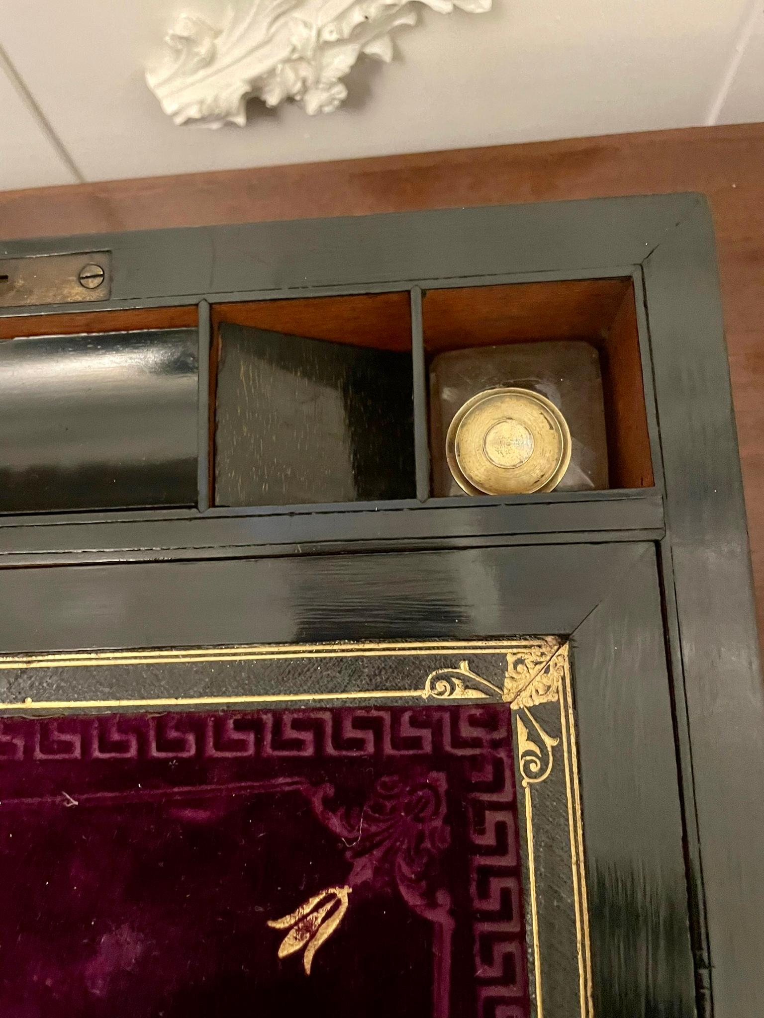 Antique Victorian Quality Burr Walnut Writing Box  4