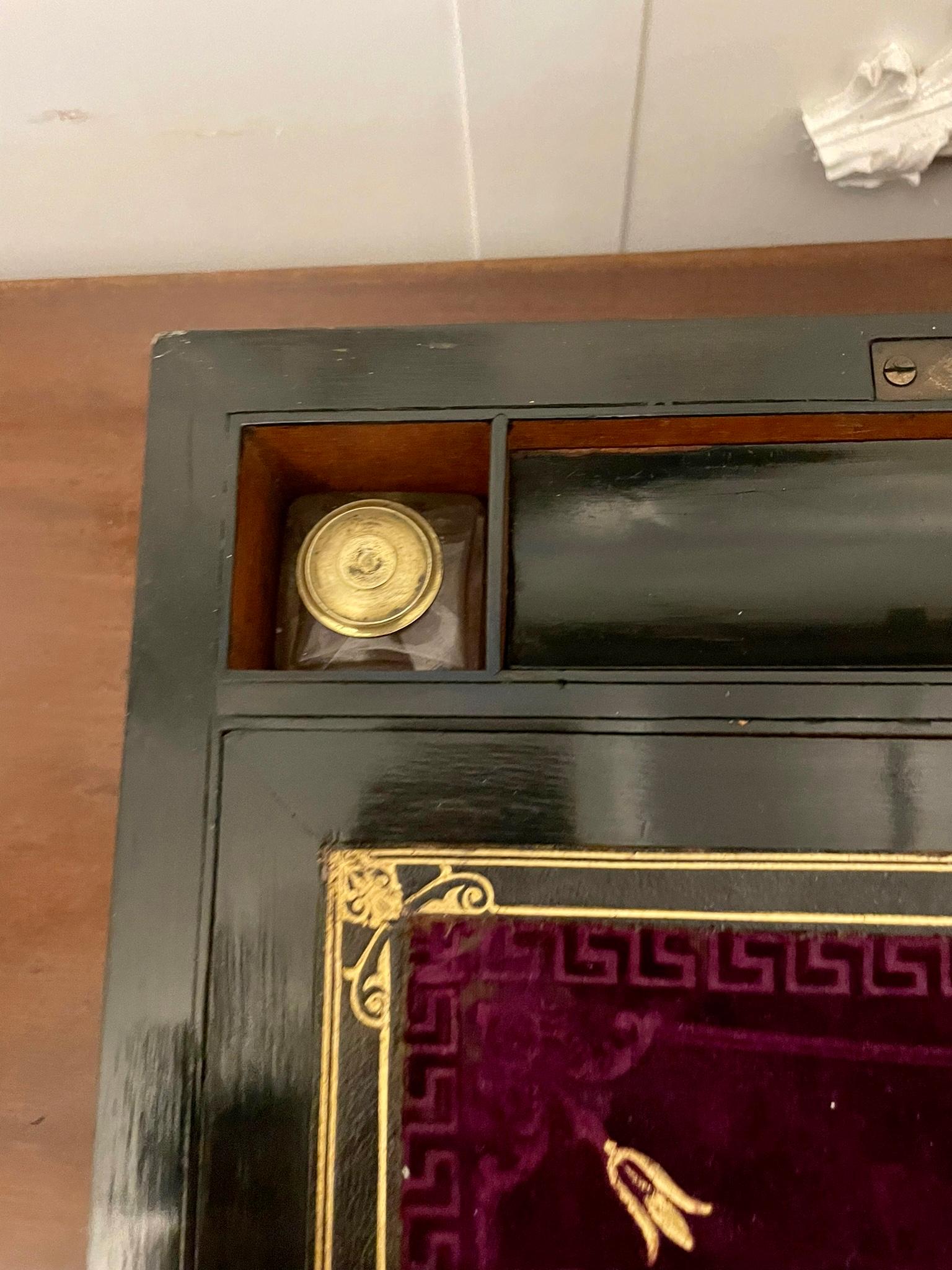 Antike viktorianische Qualität Gratnussholz Schreibbox  3