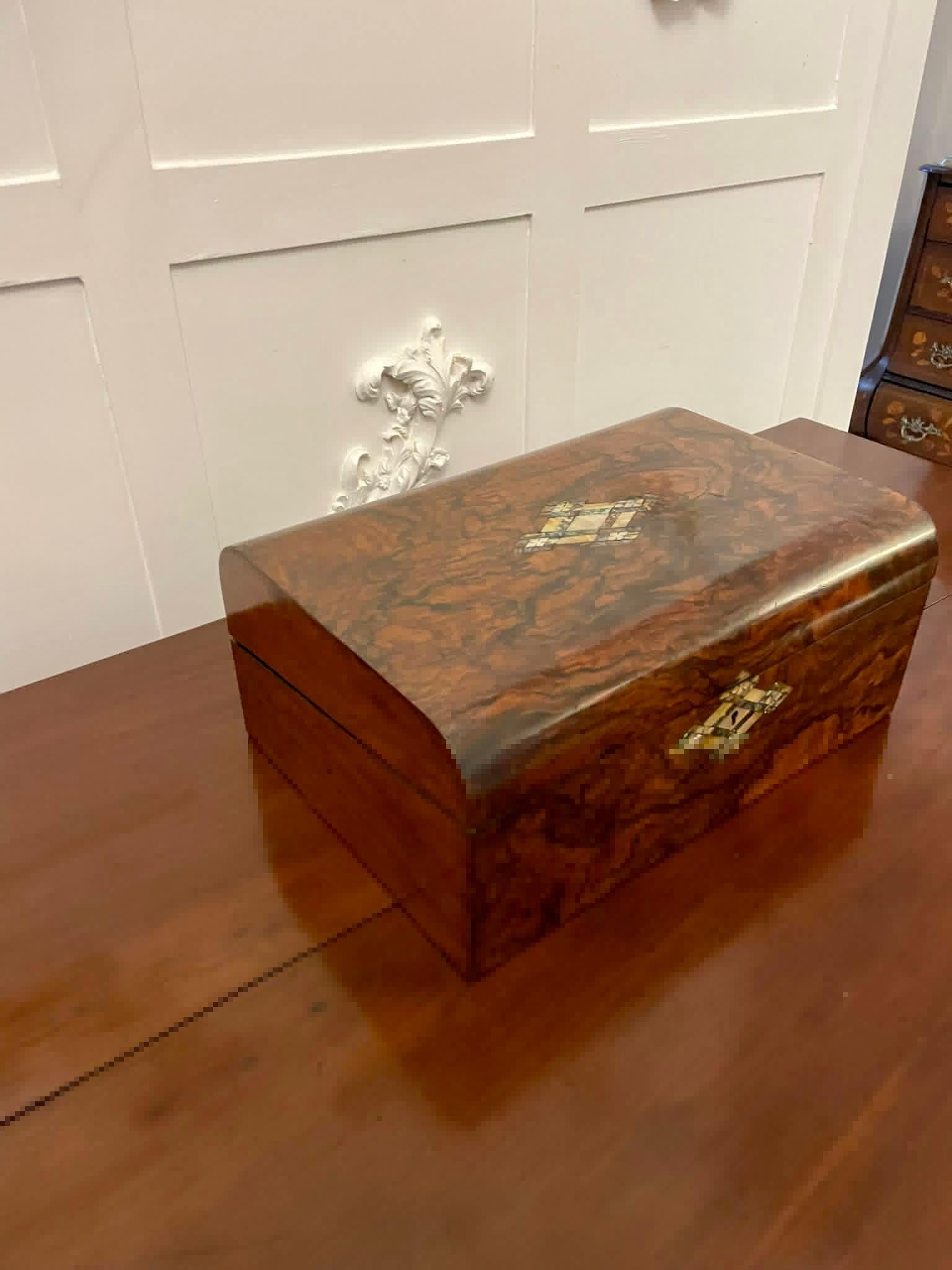 Antique Victorian Quality Burr Walnut Writing Box  9
