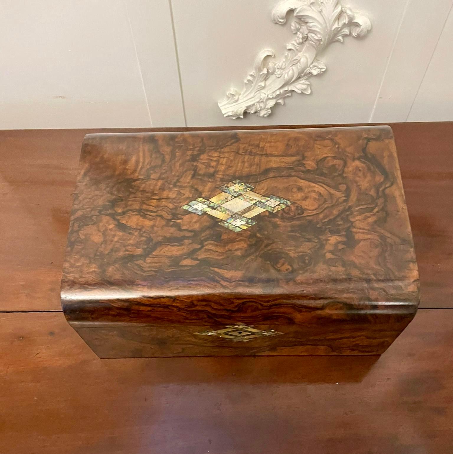 Antique Victorian Quality Burr Walnut Writing Box  10