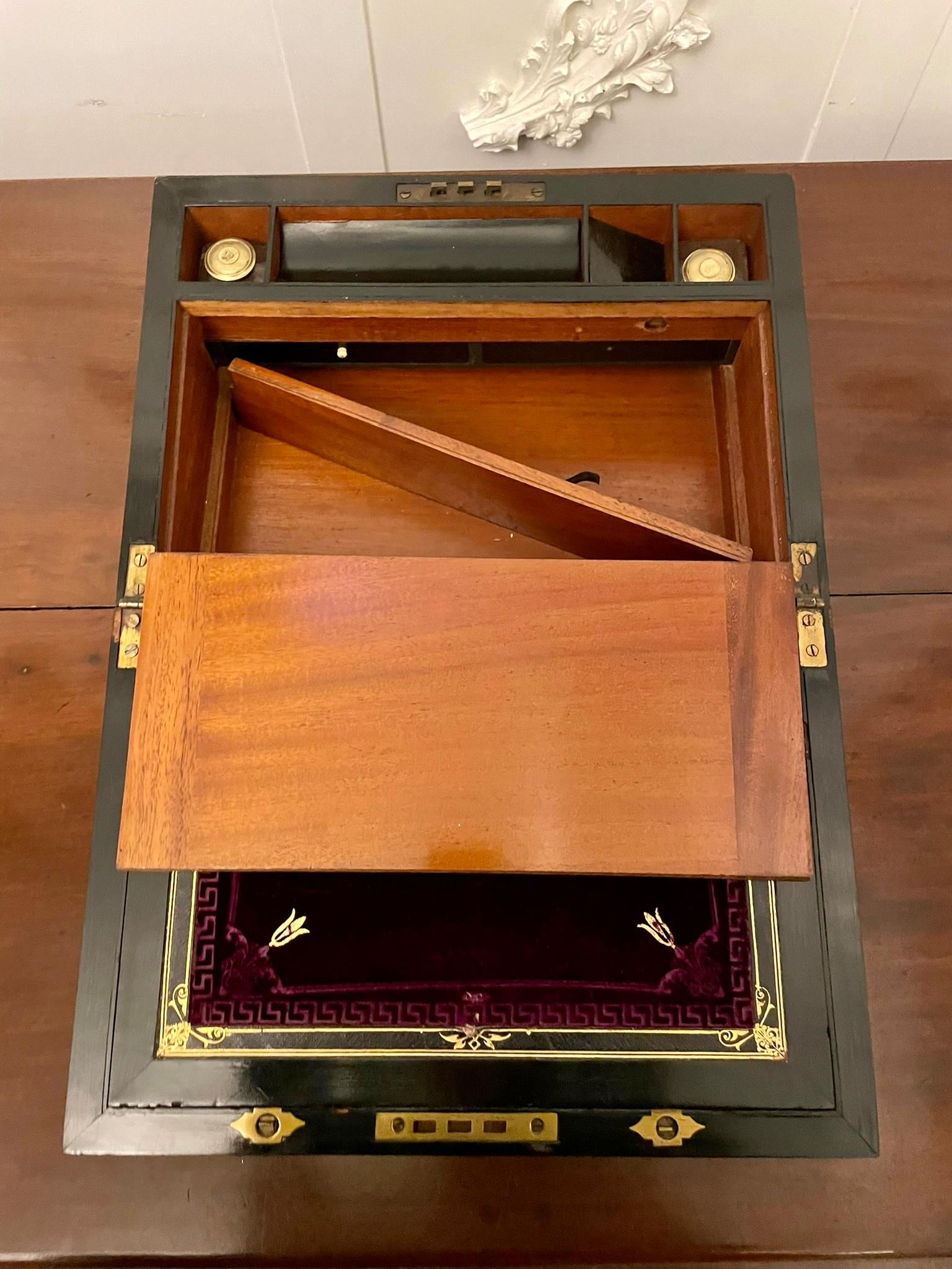 Antique Victorian Quality Burr Walnut Writing Box 1