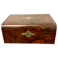 Antique Victorian Quality Burr Walnut Writing Box
