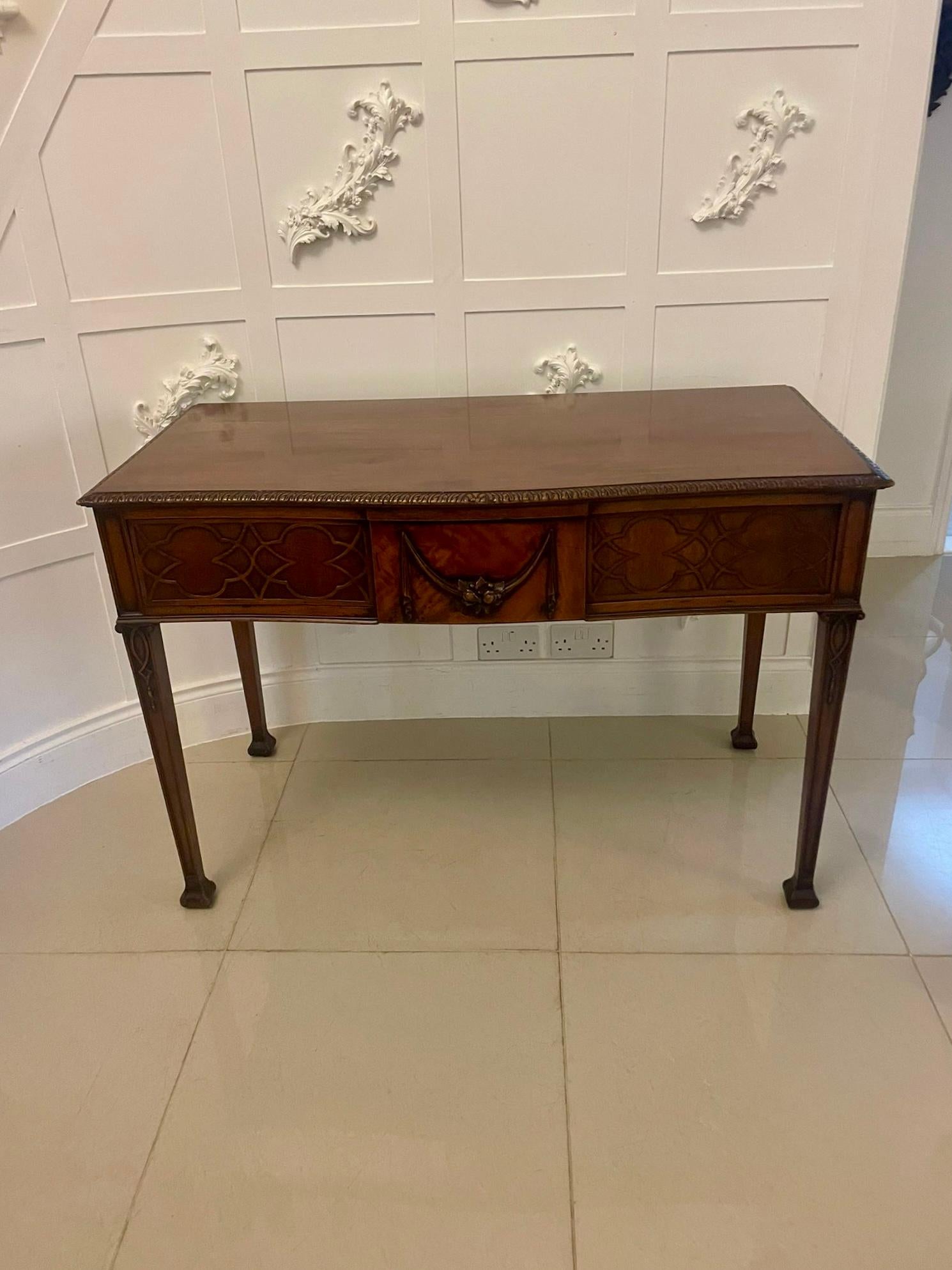 Antique Victorian Quality Carved Figured Mahogany Serving/Console Table For Sale 4
