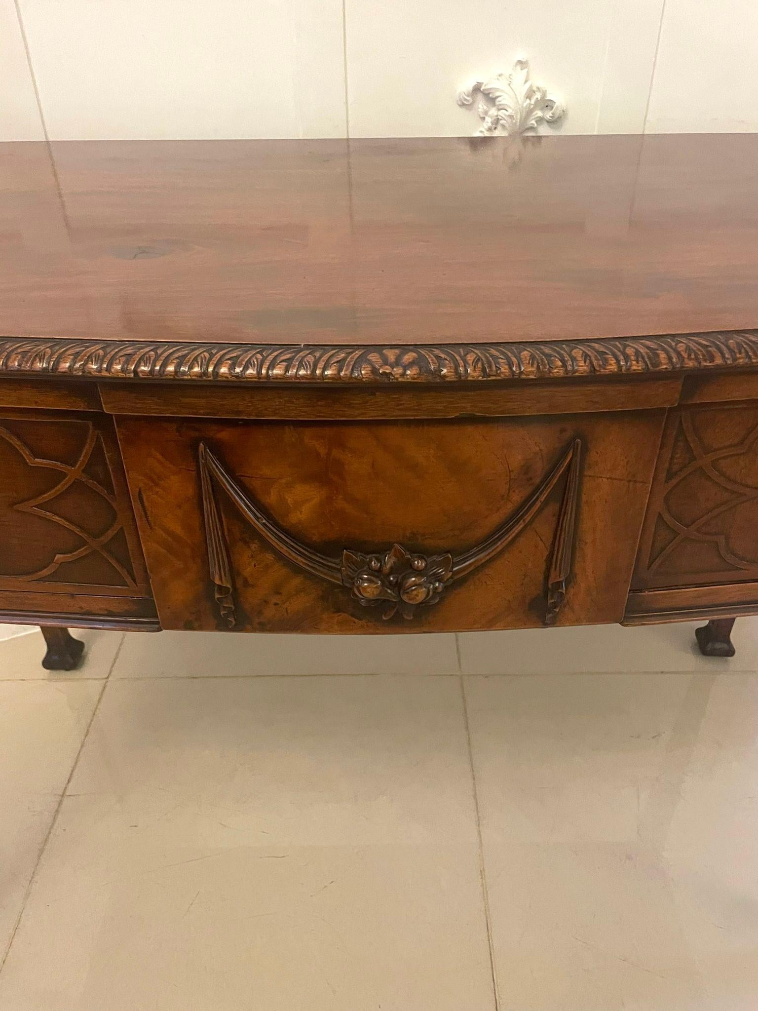 Antique Victorian Quality Carved Figured Mahogany Serving/Console Table For Sale 5