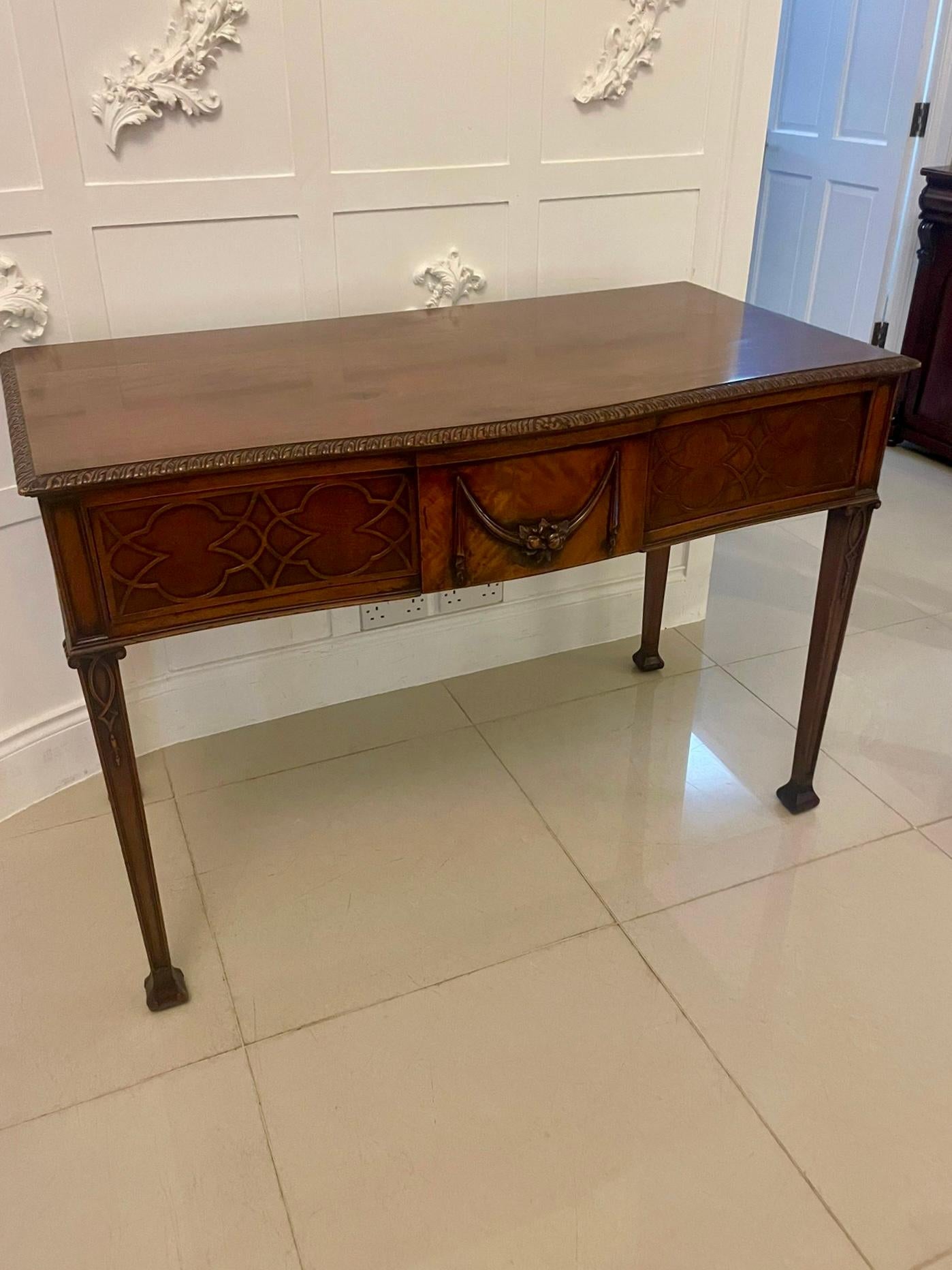 Antique Victorian Quality Carved Figured Mahogany Serving/Console Table For Sale 6