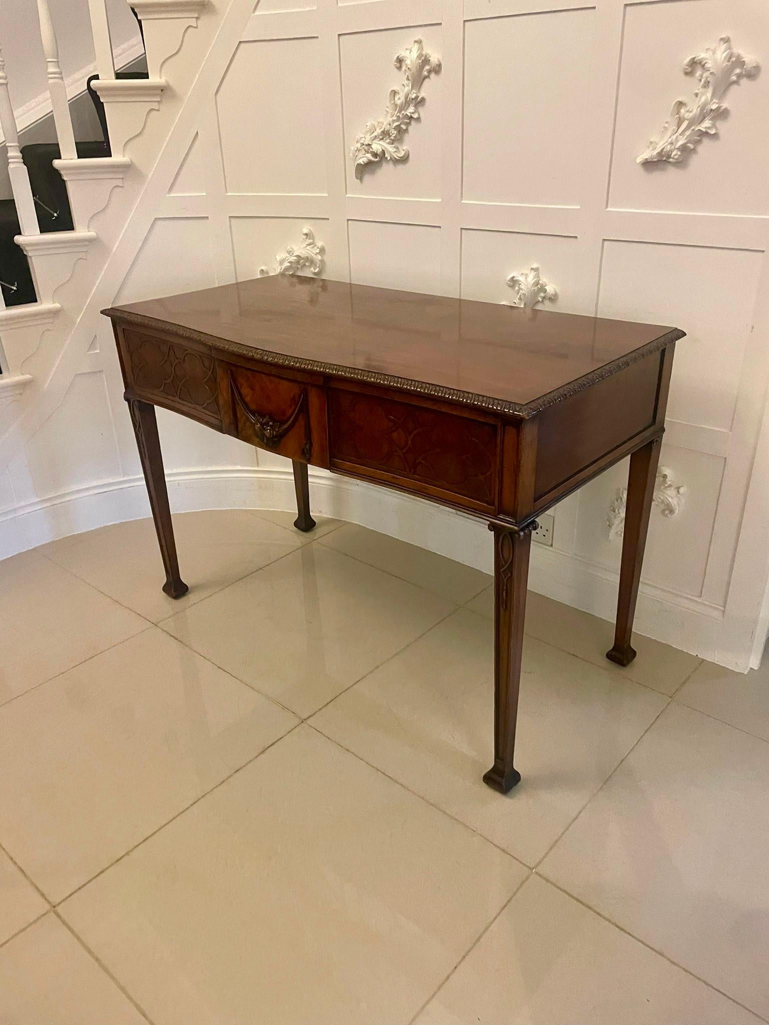 Antique Victorian Quality Carved Figured Mahogany Serving/Console Table For Sale 7