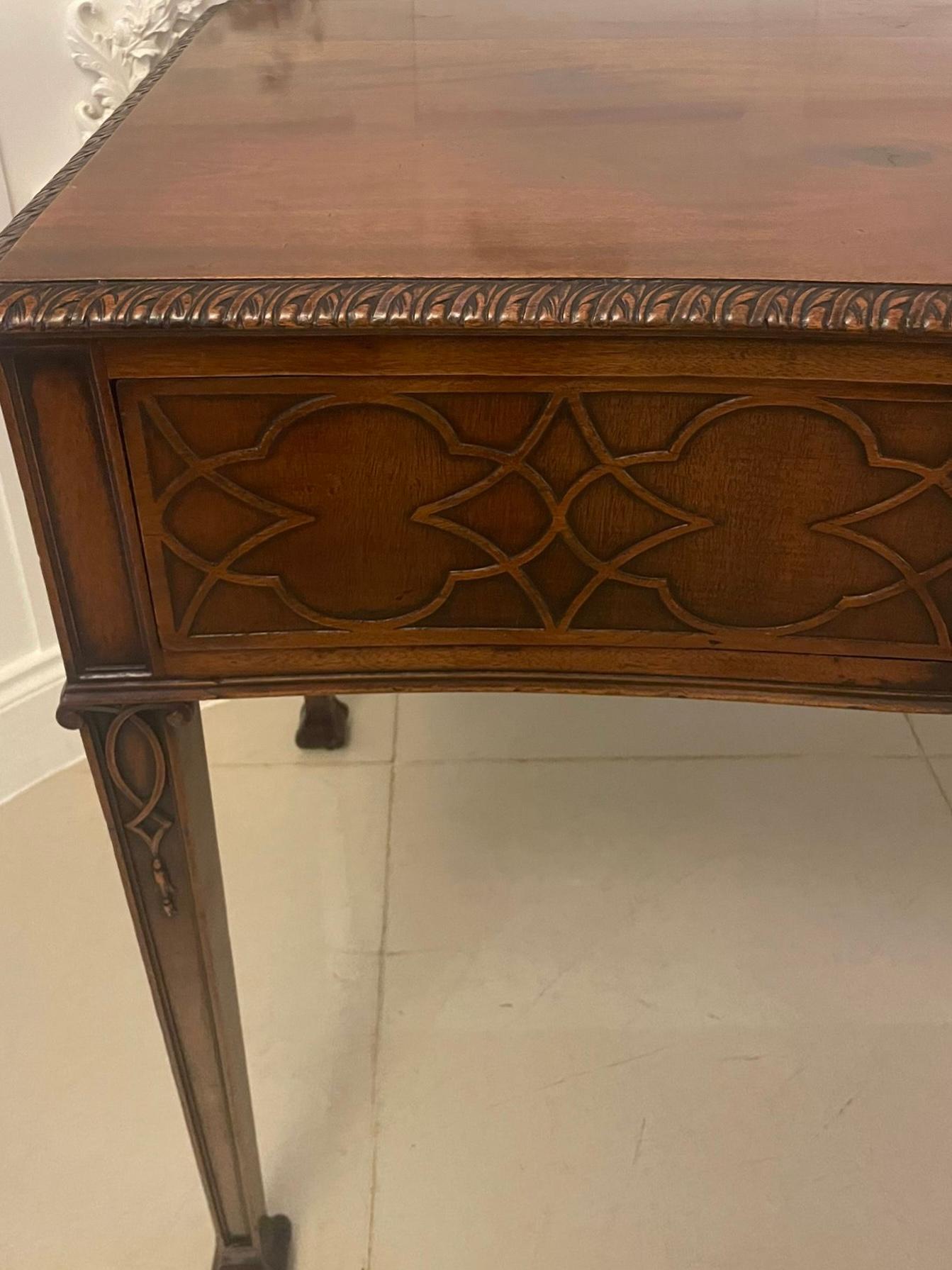 Antique Victorian Quality Carved Figured Mahogany Serving/Console Table For Sale 8