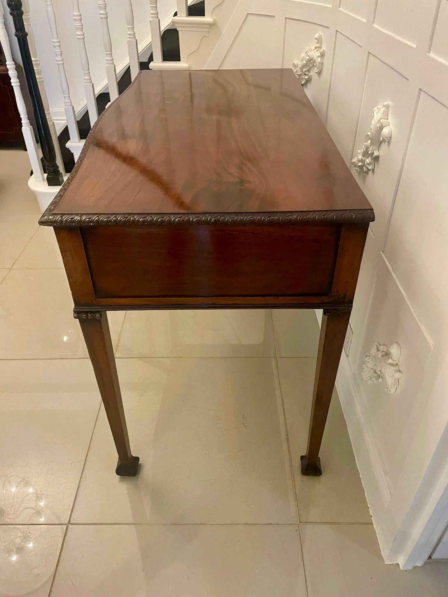 19th Century Antique Victorian Quality Carved Figured Mahogany Serving/Console Table For Sale