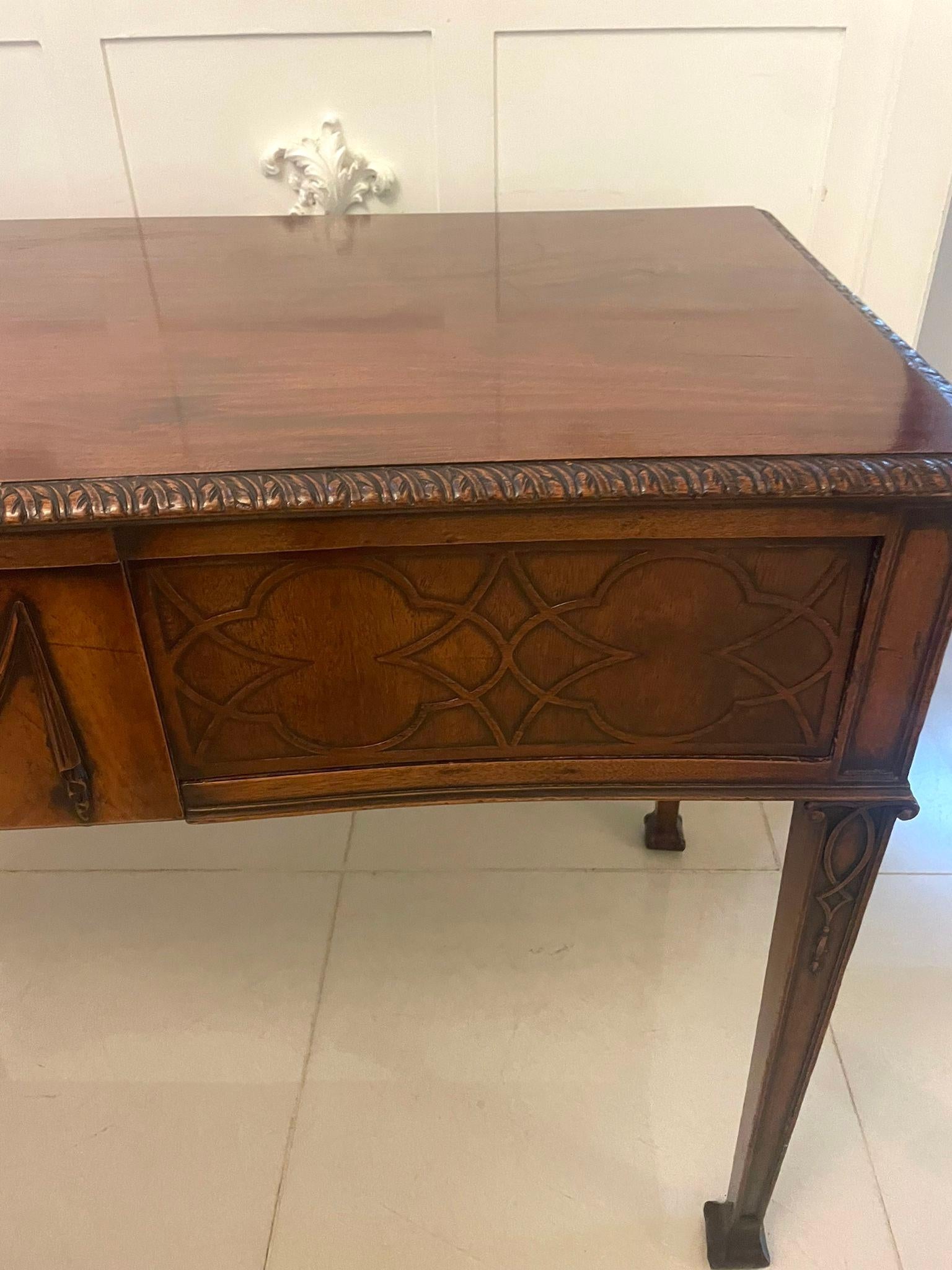 Antique Victorian Quality Carved Figured Mahogany Serving/Console Table For Sale 1
