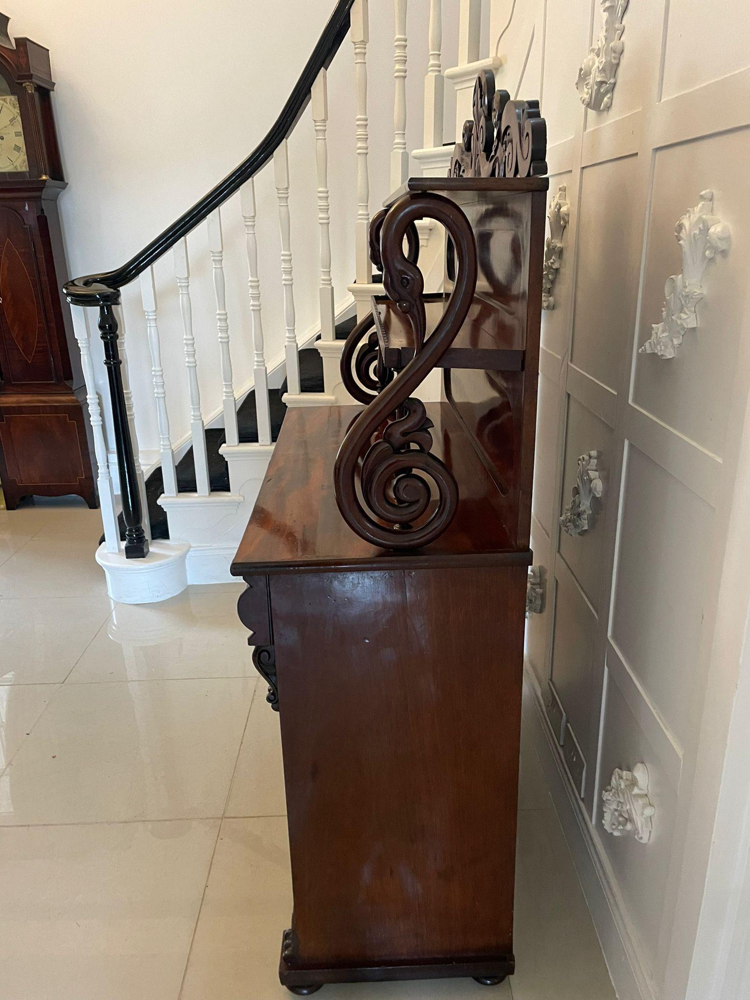 Antique Victorian Quality Carved Figured Mahogany Sideboard For Sale 4