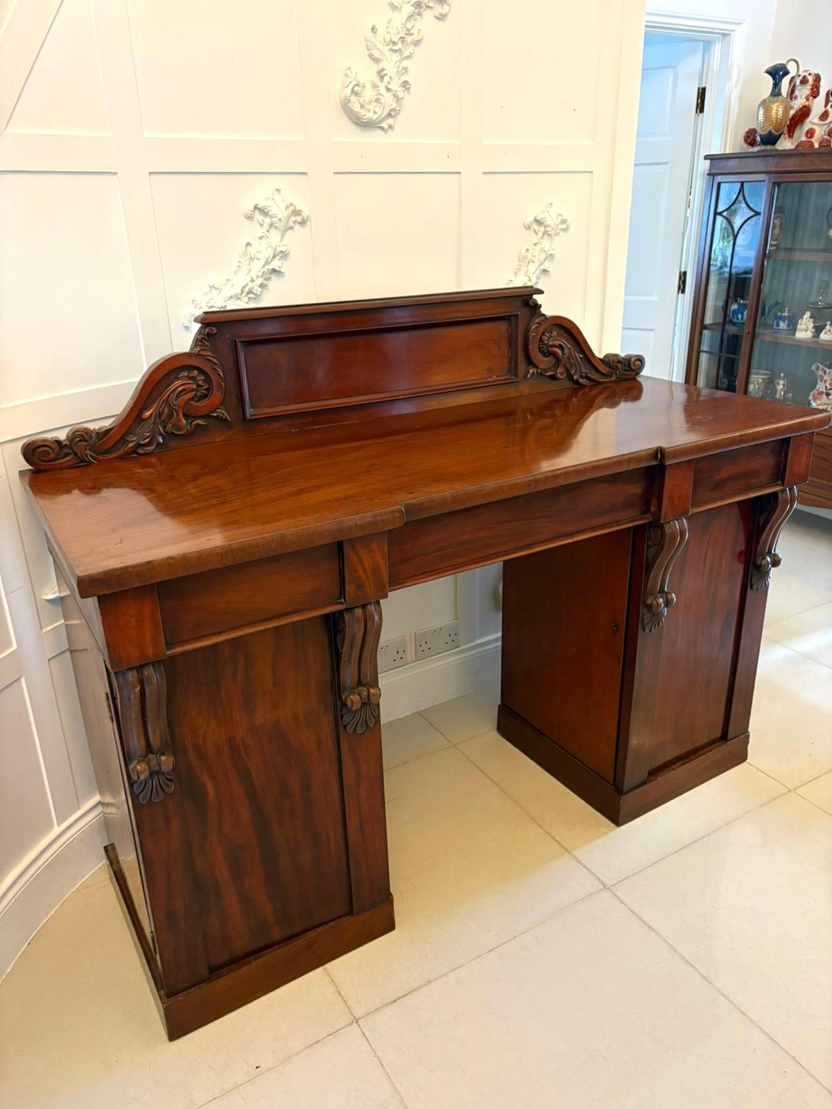 Antique Victorian Quality Carved Figured Mahogany Sideboard For Sale 4