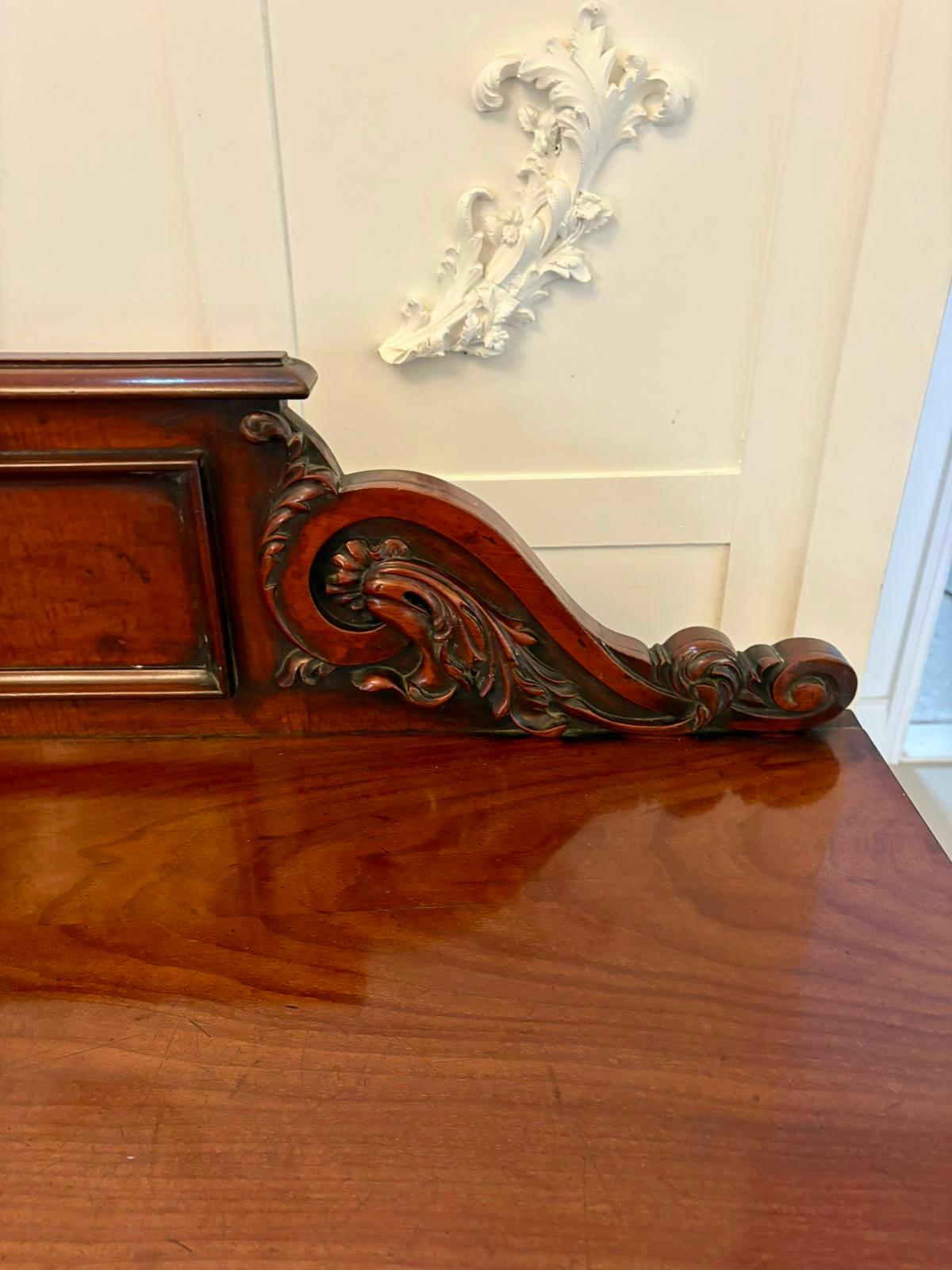 Antique Victorian Quality Carved Figured Mahogany Sideboard For Sale 5