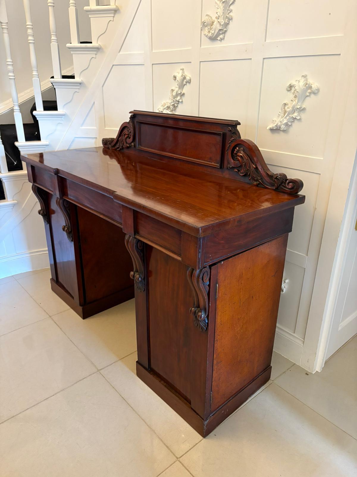 Antique Victorian Quality Carved Figured Mahogany Sideboard For Sale 6