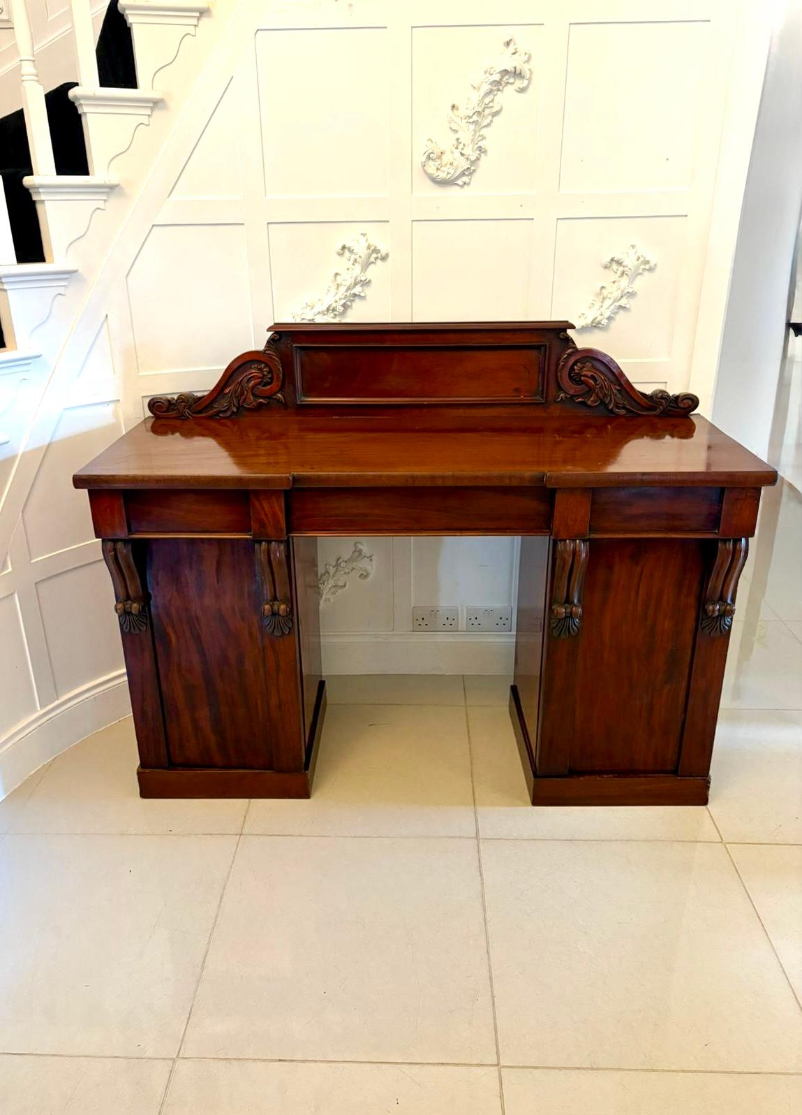 Antique Victorian Quality Carved Figured Mahogany Sideboard For Sale 8