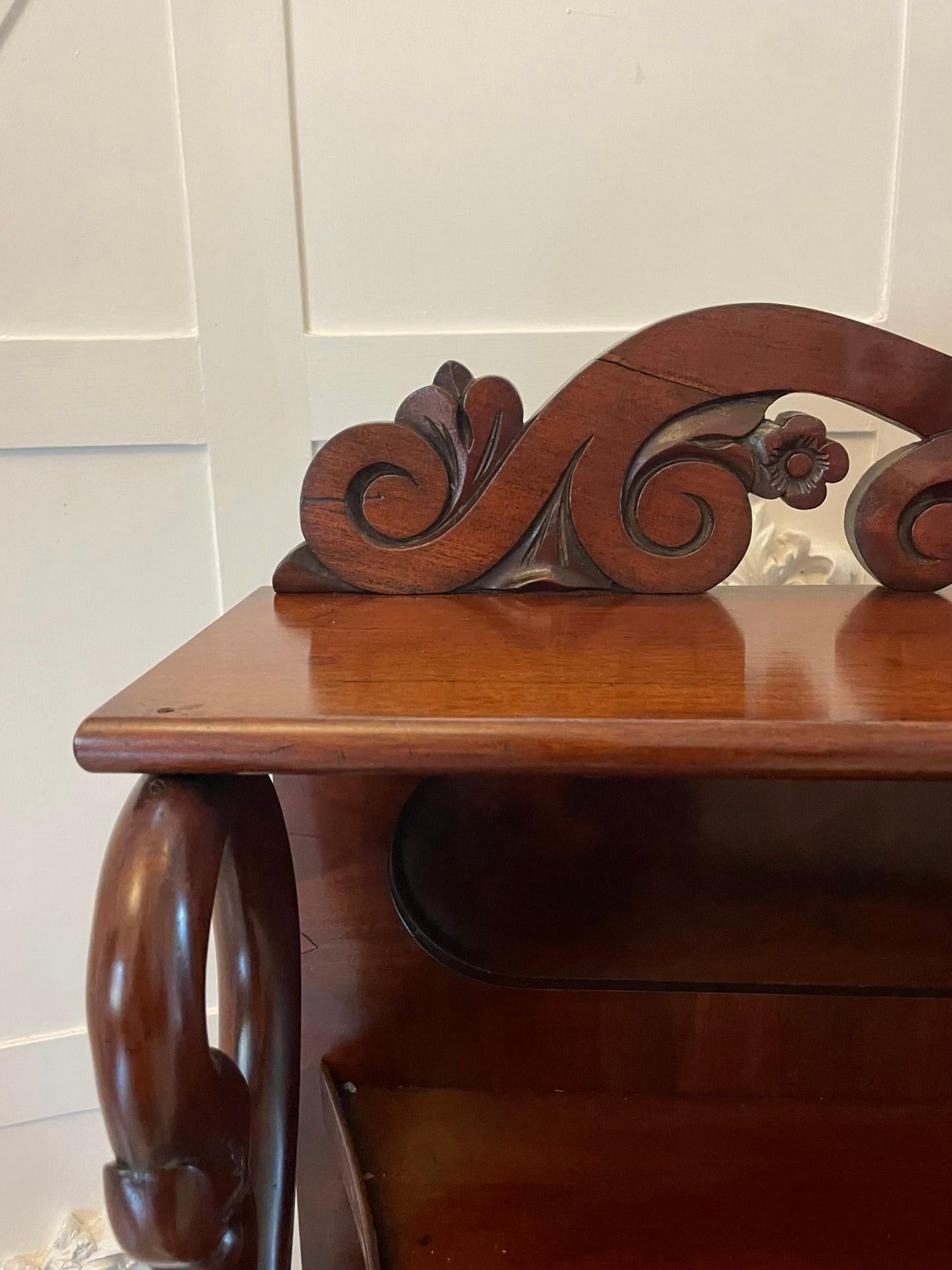19th Century Antique Victorian Quality Carved Figured Mahogany Sideboard For Sale