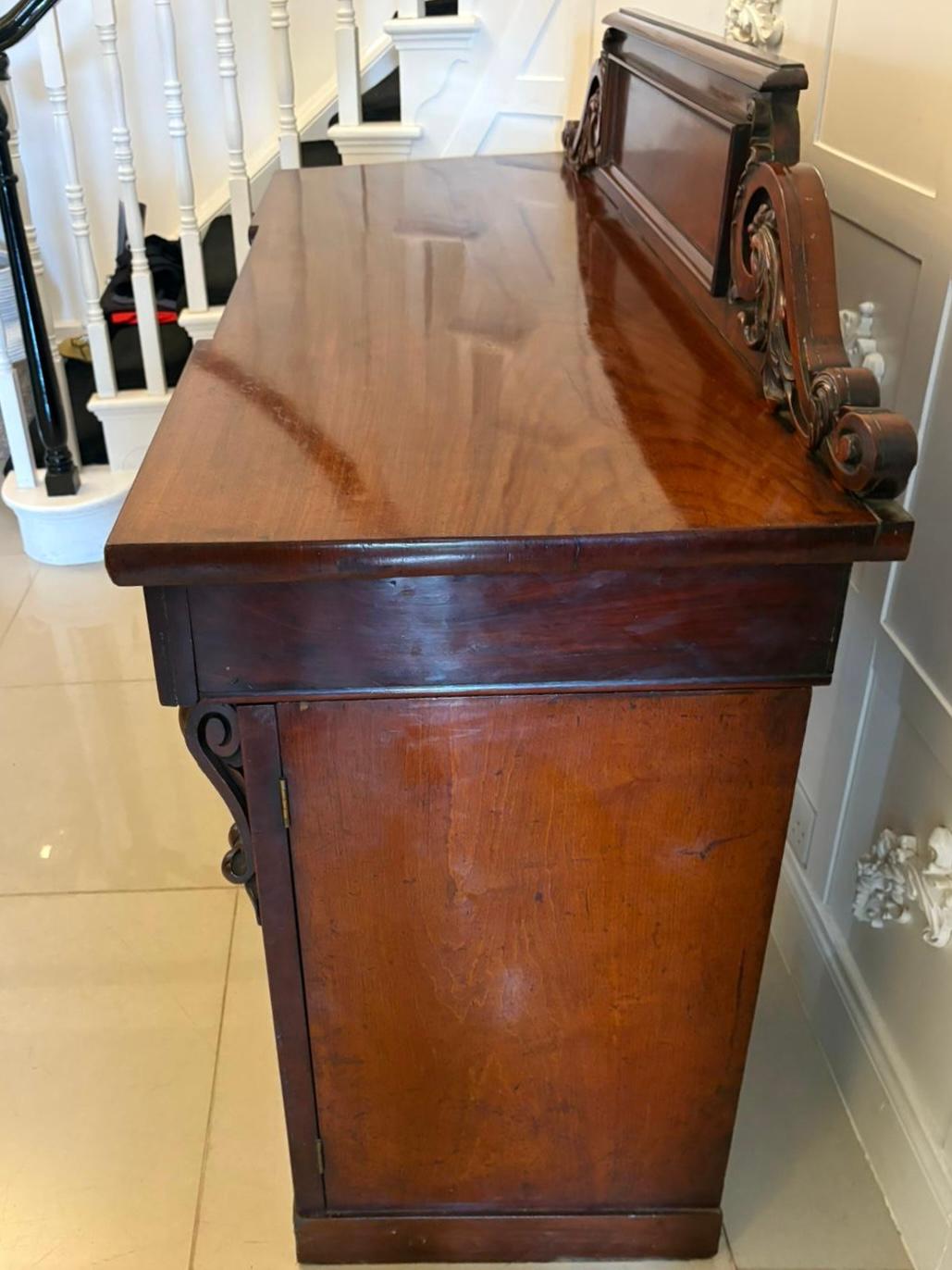19th Century Antique Victorian Quality Carved Figured Mahogany Sideboard For Sale