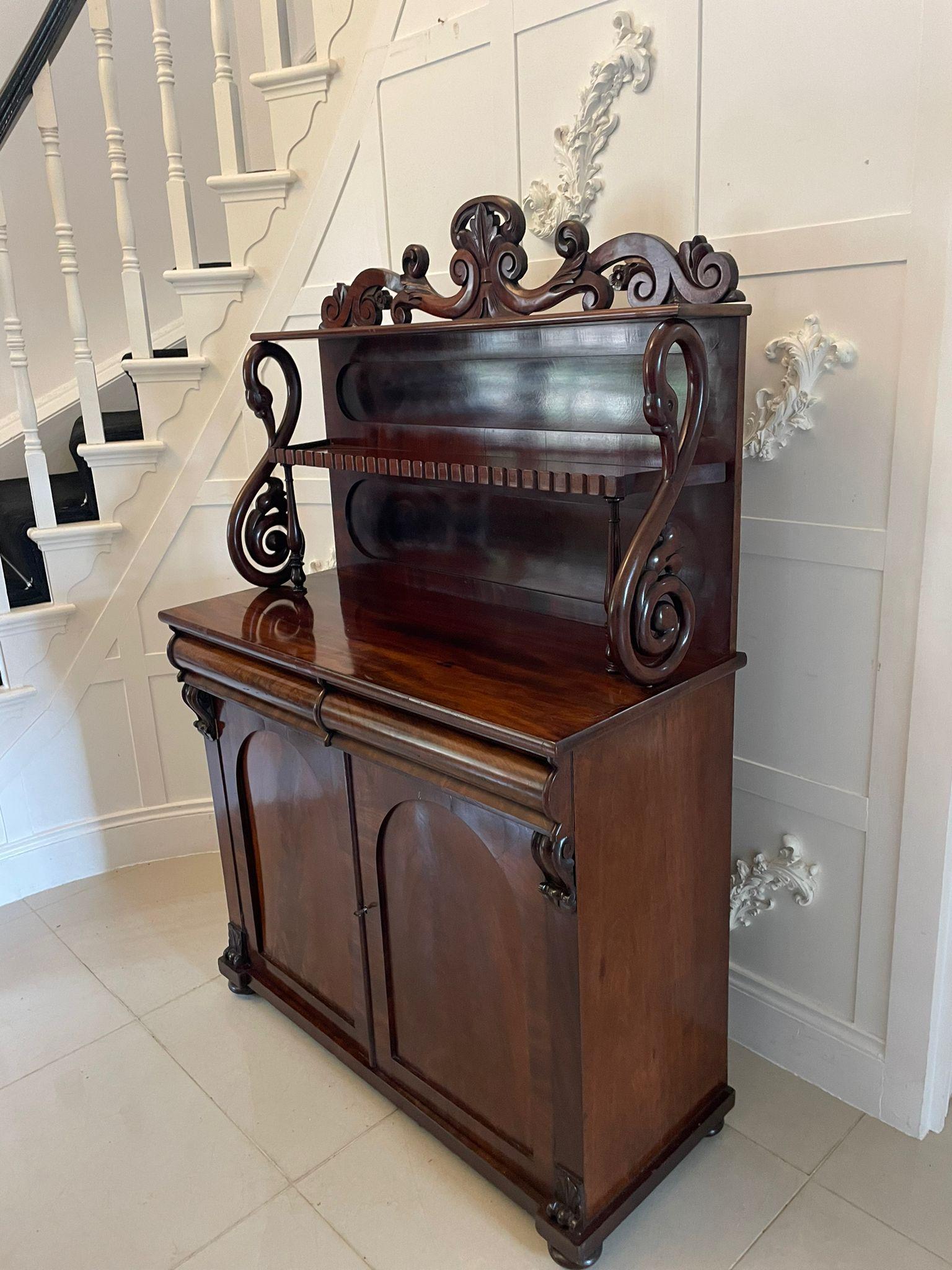 Other Antique Victorian Quality Carved Figured Mahogany Sideboard For Sale