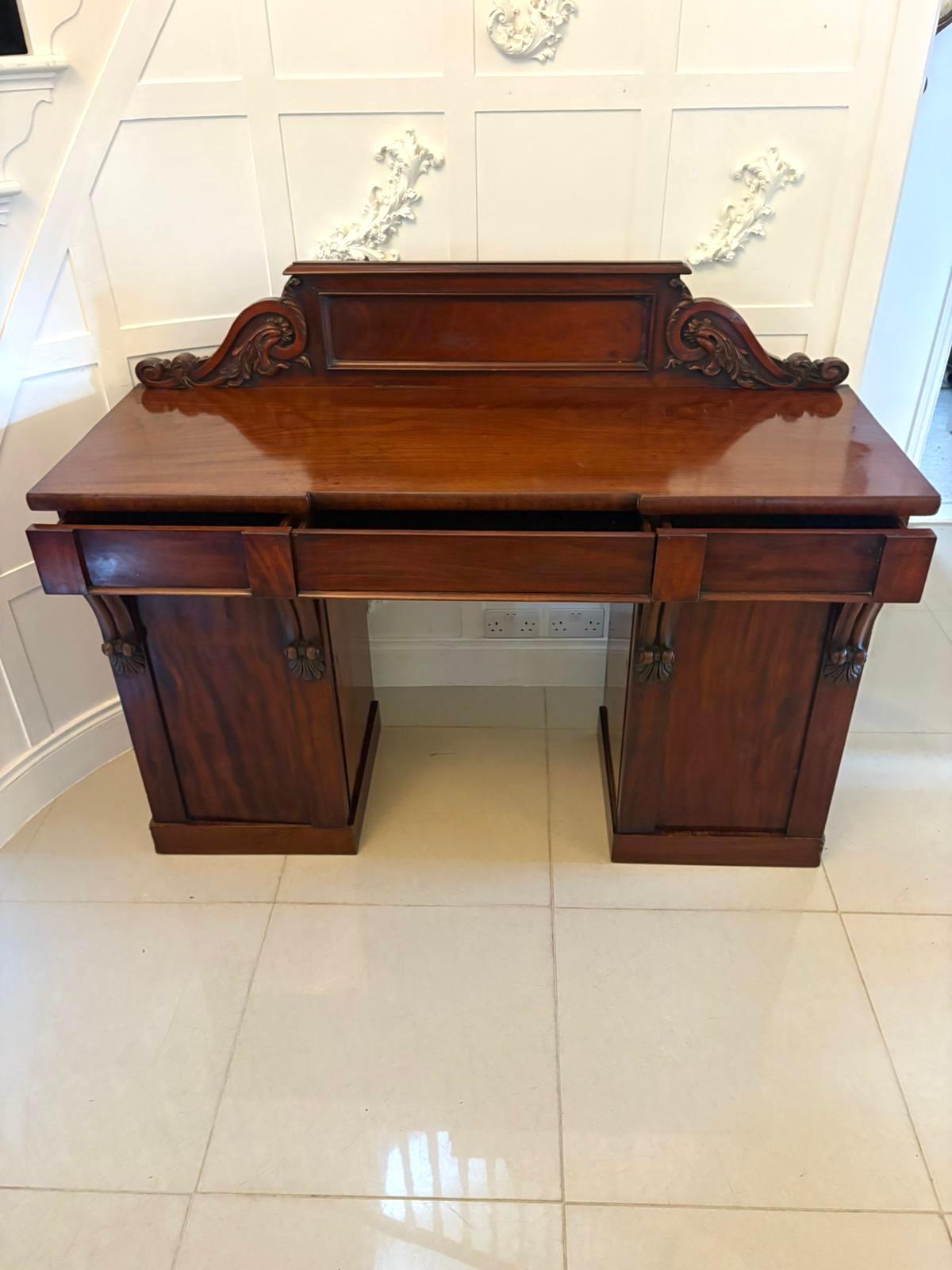 Other Antique Victorian Quality Carved Figured Mahogany Sideboard For Sale
