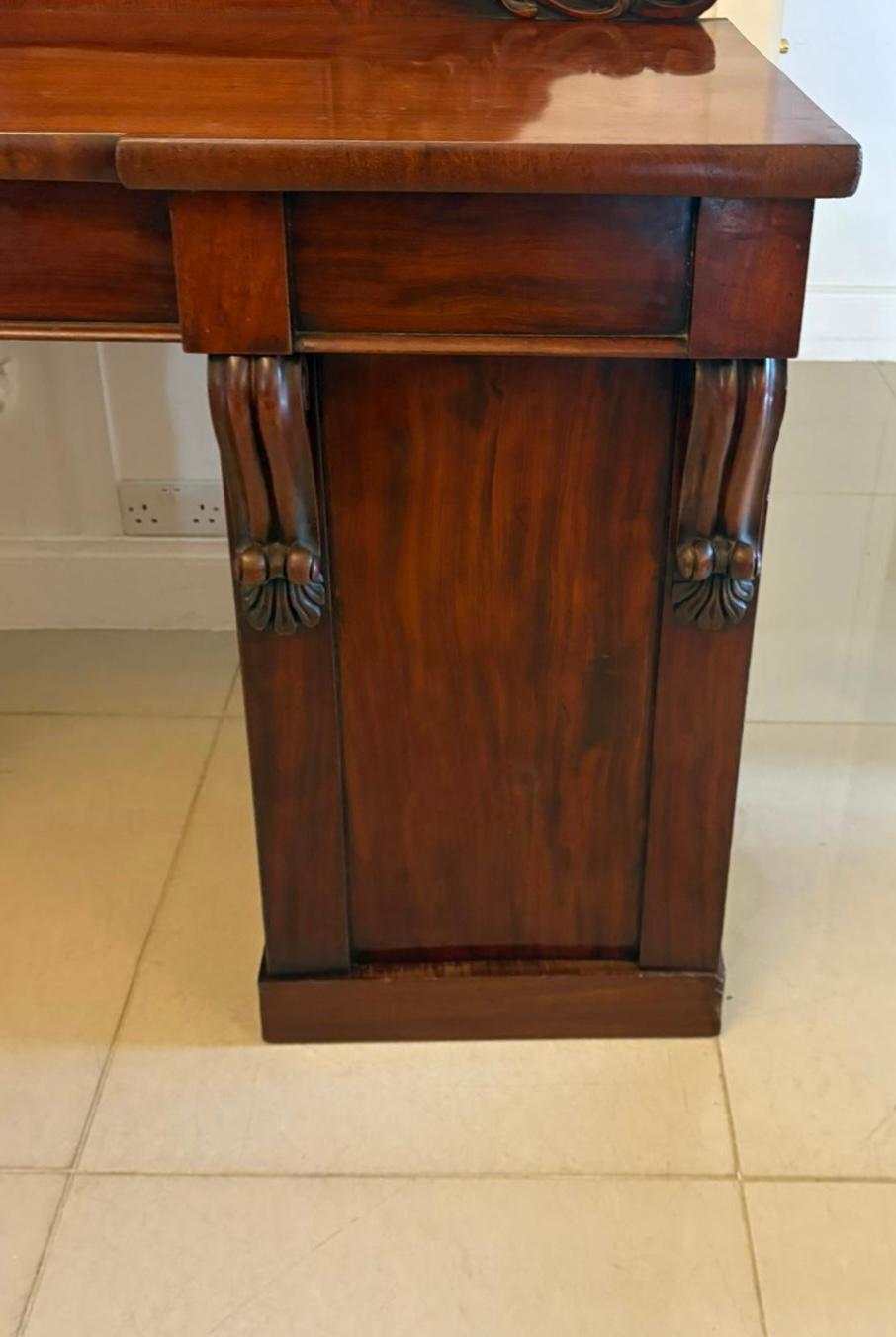 Antique Victorian Quality Carved Figured Mahogany Sideboard For Sale 1