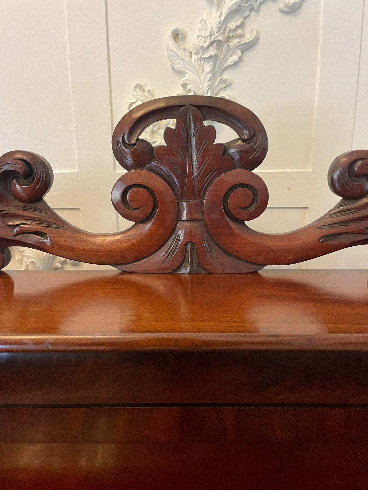 Antique Victorian Quality Carved Figured Mahogany Sideboard For Sale 3