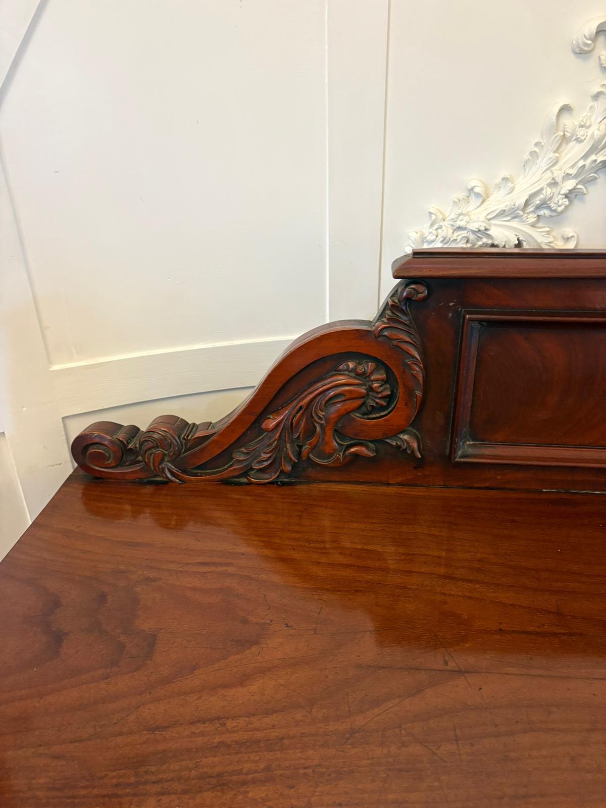 Antique Victorian Quality Carved Figured Mahogany Sideboard For Sale 3