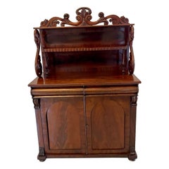 Antique Victorian Quality Carved Figured Mahogany Sideboard