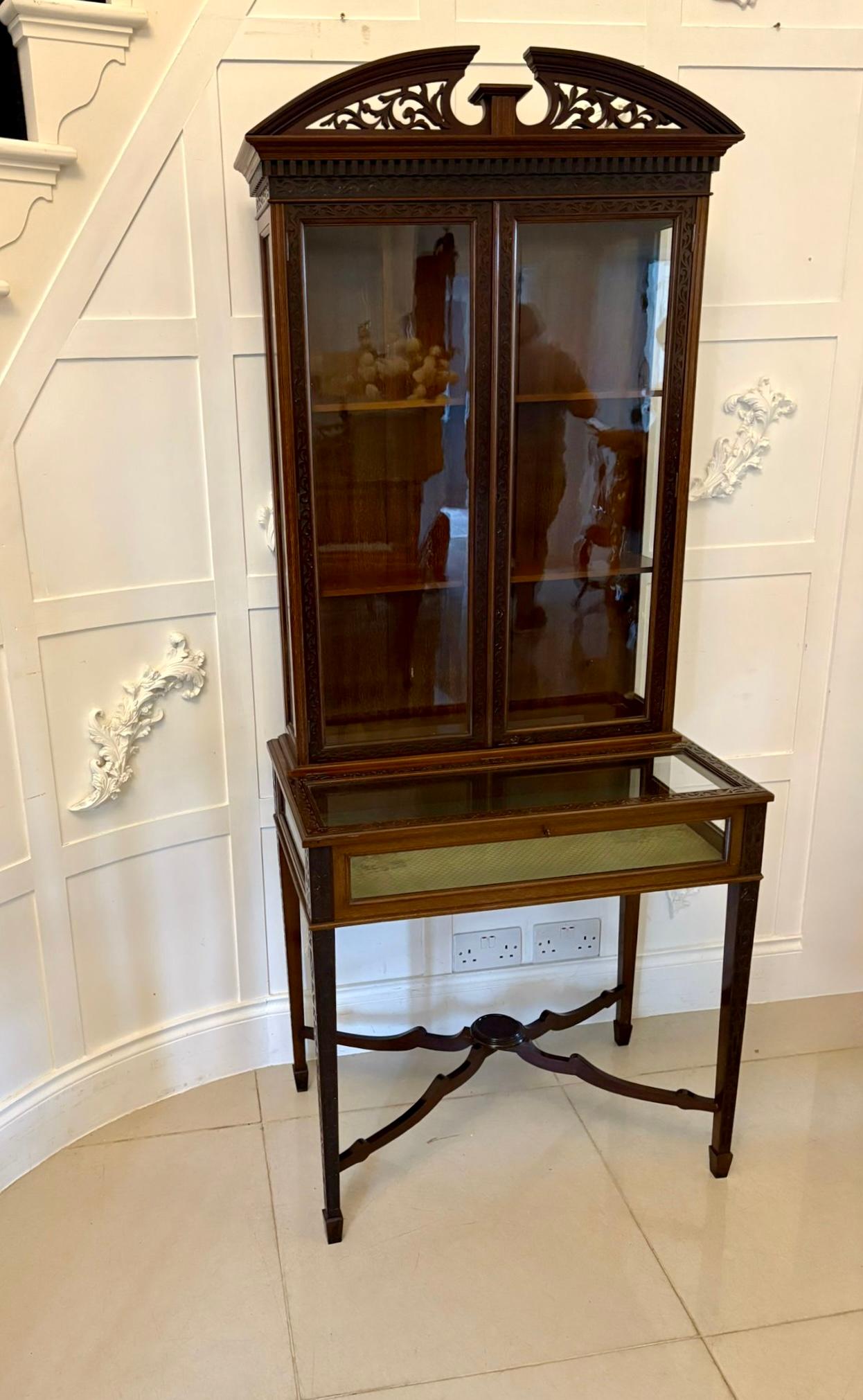 Antike viktorianische Qualität geschnitzt Mahagoni Bijouterie Display Cabinet (Englisch) im Angebot