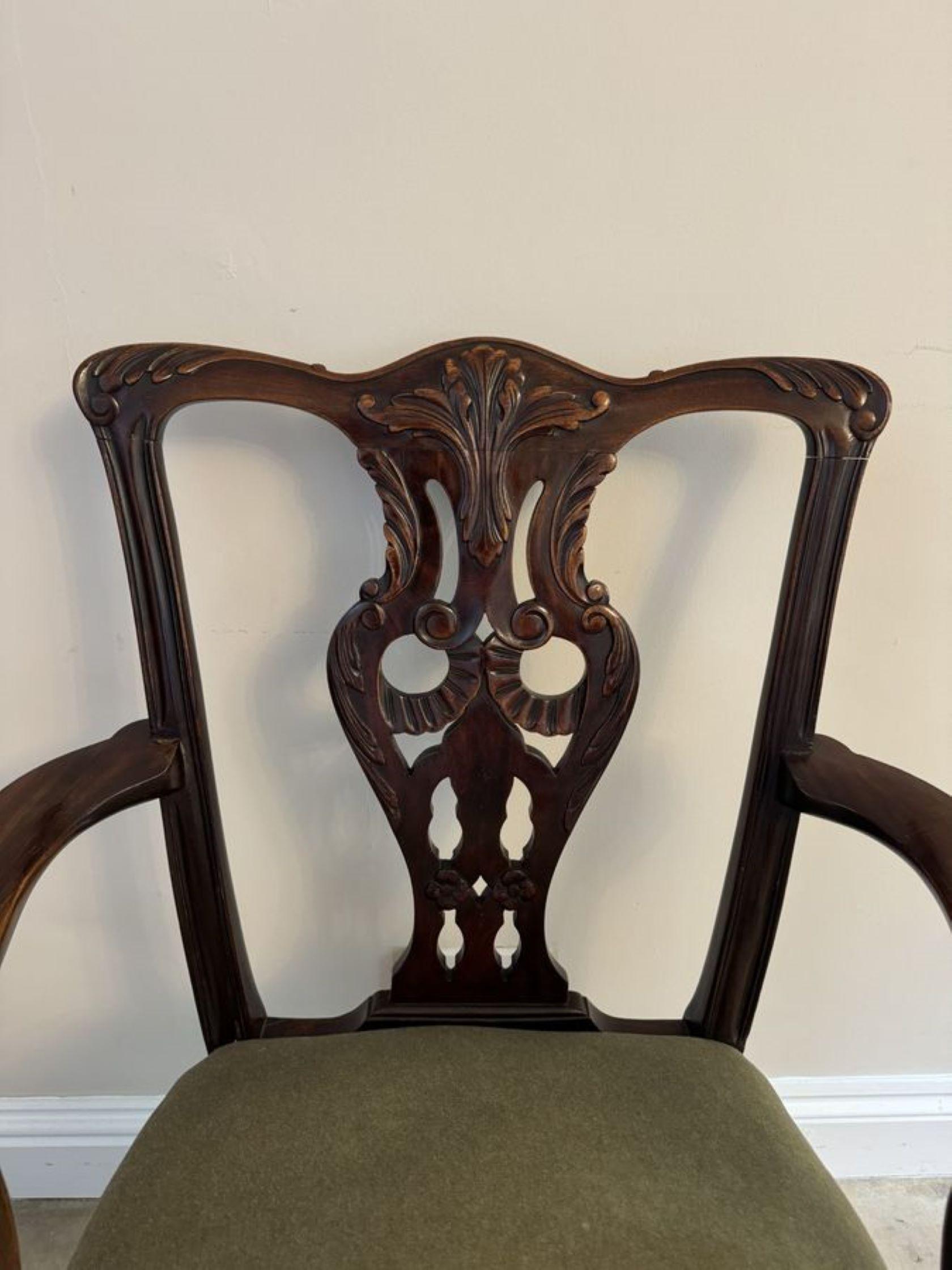 Early Victorian Antique Victorian quality carved mahogany desk chair For Sale